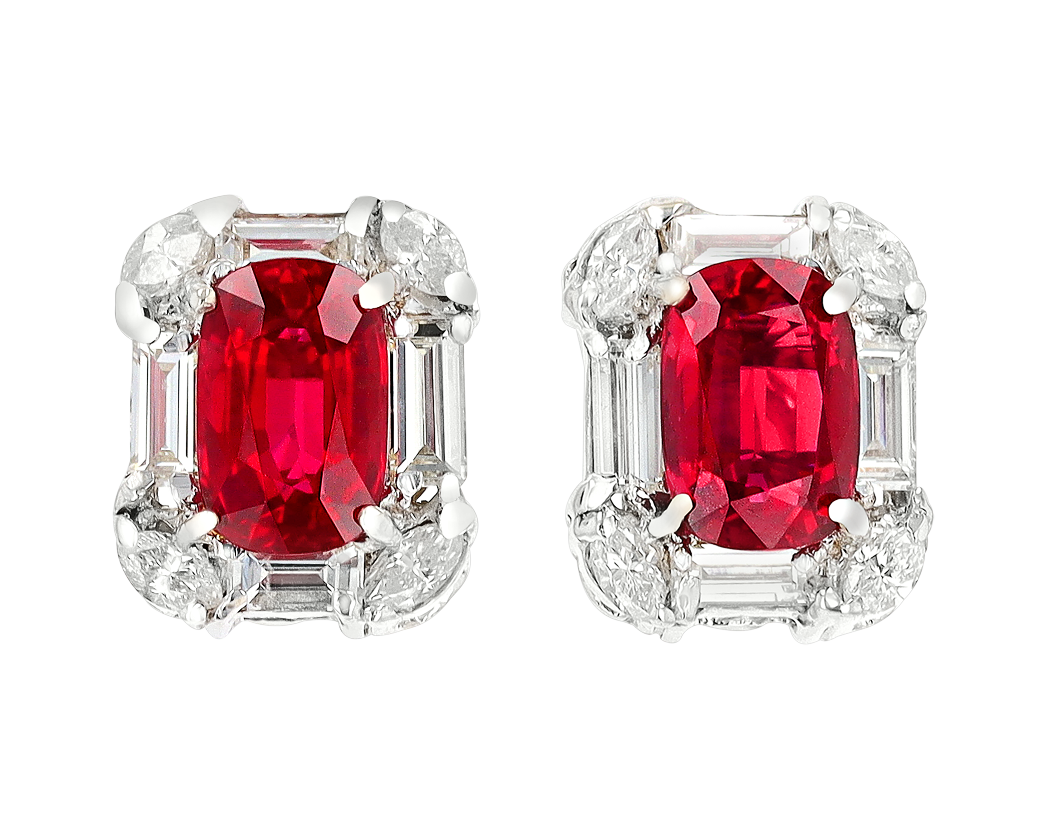 Ruby Earrings, 6.09 Carats