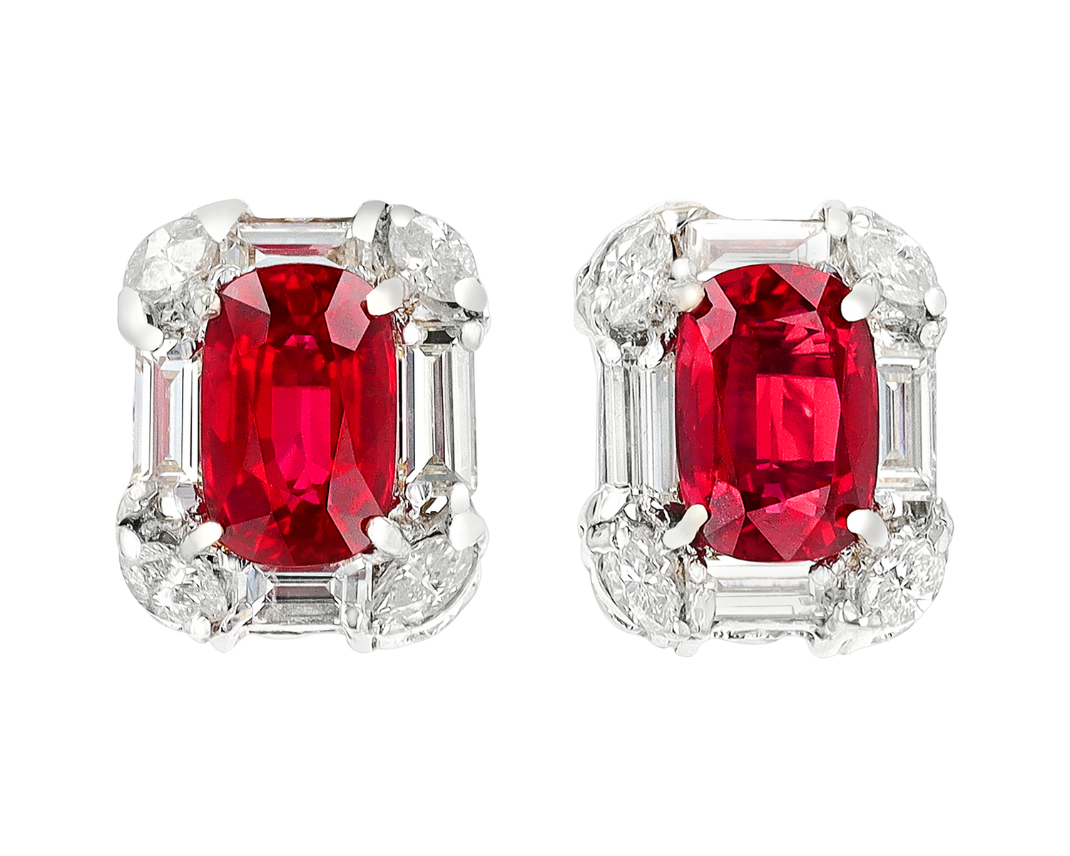 Ruby Earrings, 6.09 Carats