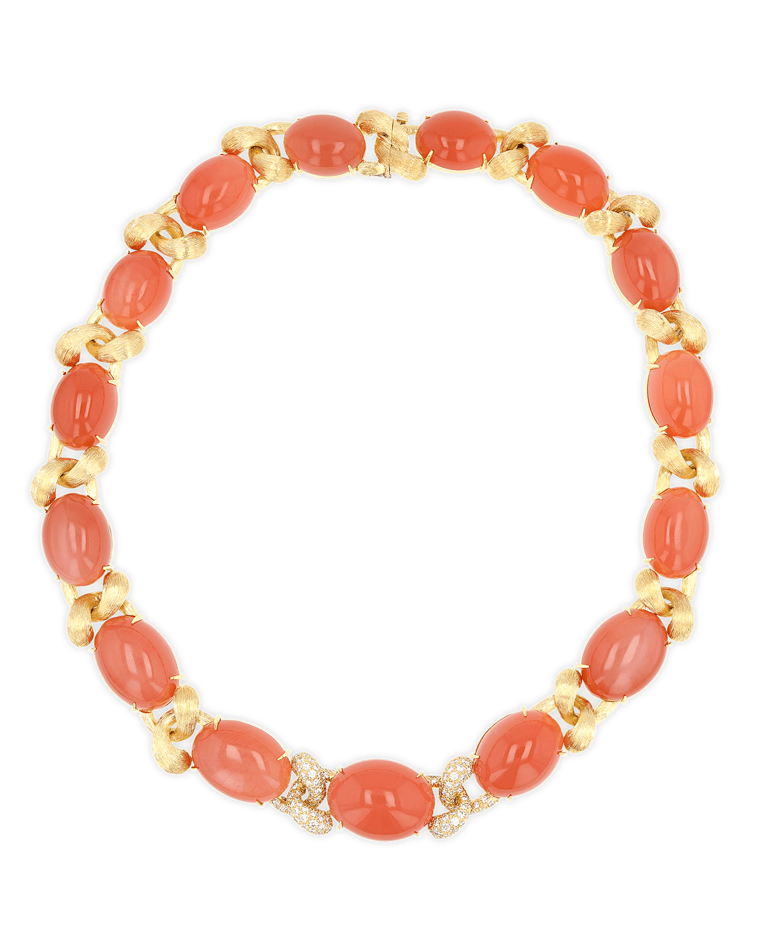 Henry Dunay Orange Moonstone and Diamond Sabi Necklace