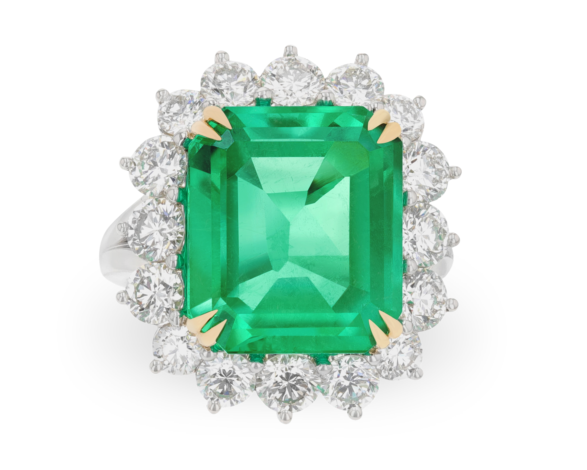 Emerald-Cut Colombian Emerald and Diamond Ring