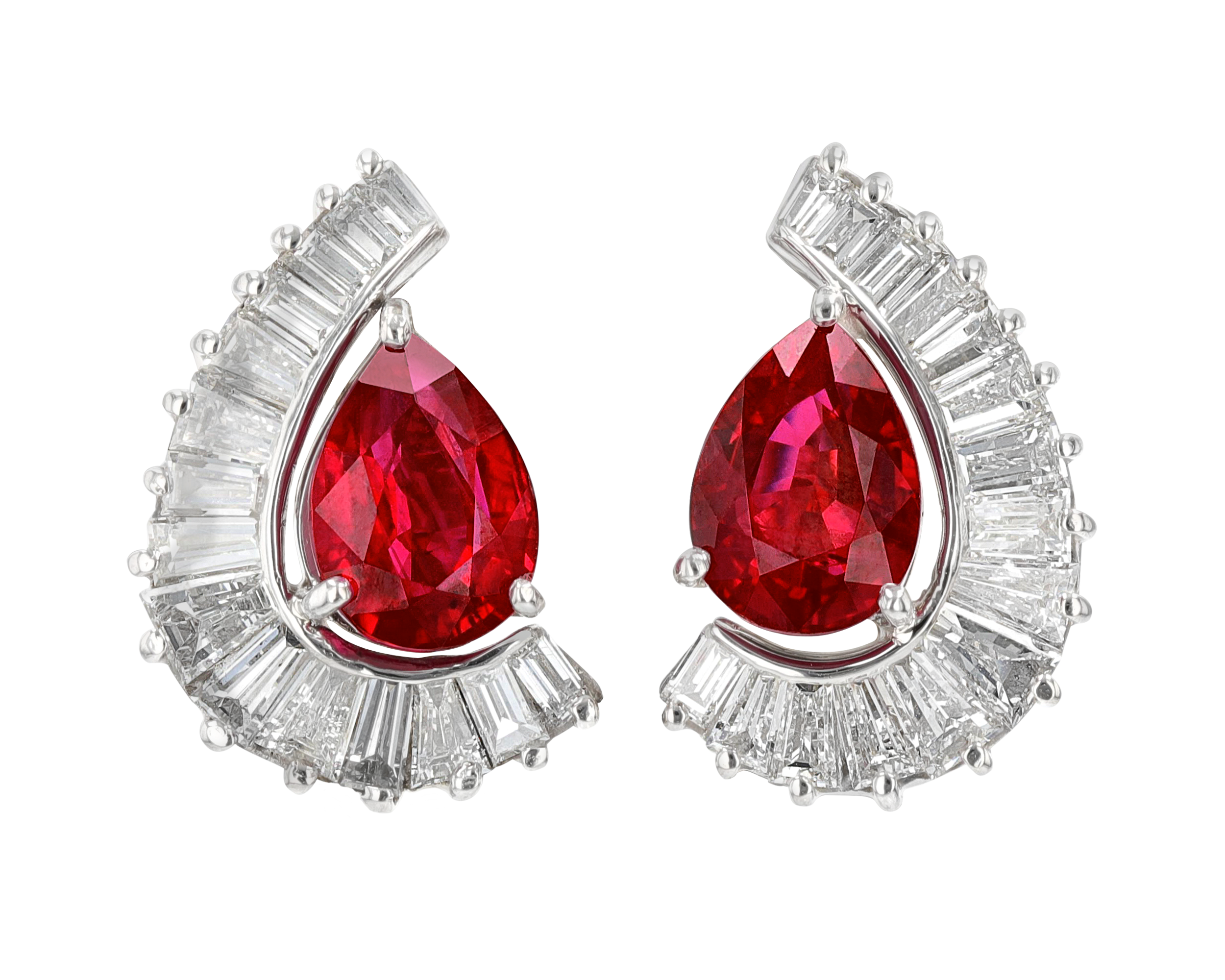 Burma Ruby Earrings, 4.24 Carats