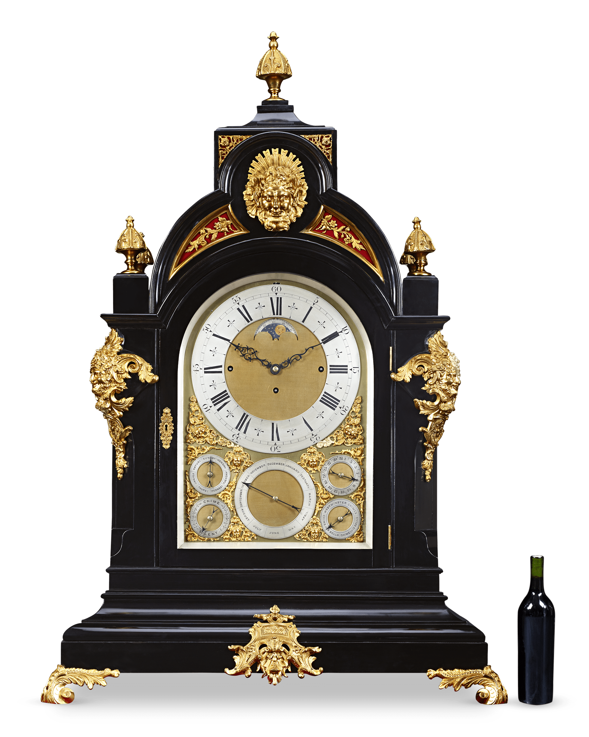 Monumental Three-Train Bracket Clock by J.C. Jennens & Sons