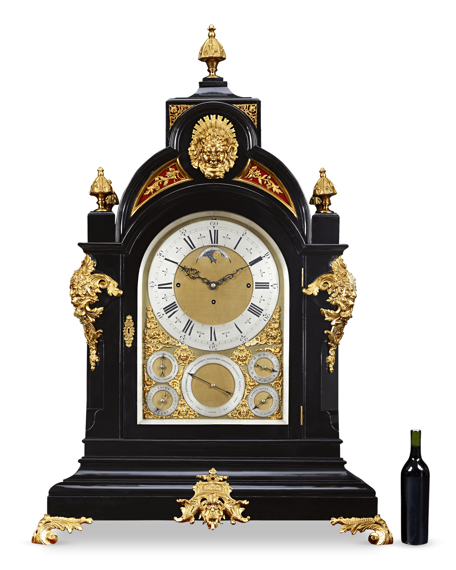 Monumental Three-Train Bracket Clock by J.C. Jennens & Sons