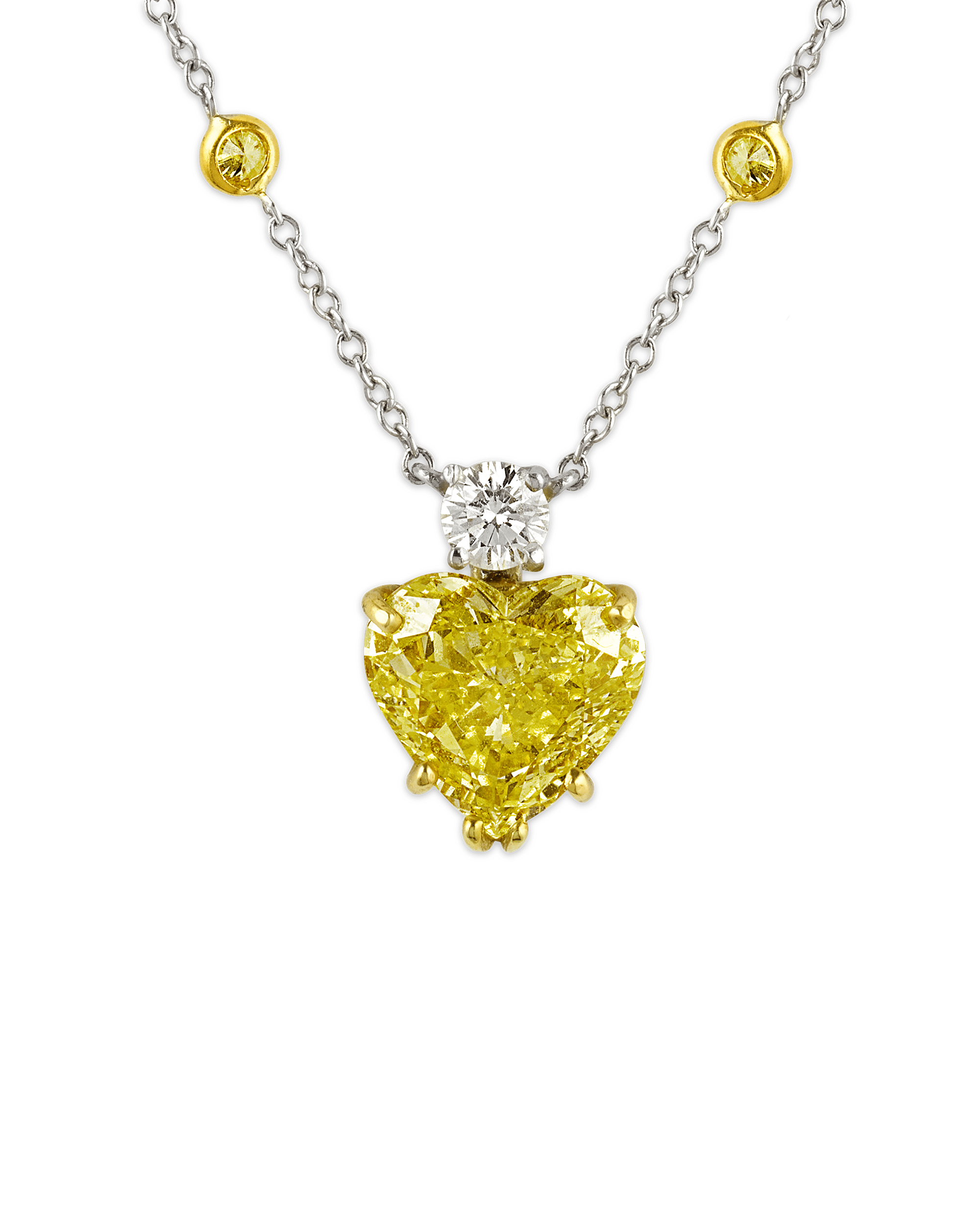 Heart-Shaped Fancy Vivid Yellow Diamond Pendant, 2.42 Carats
