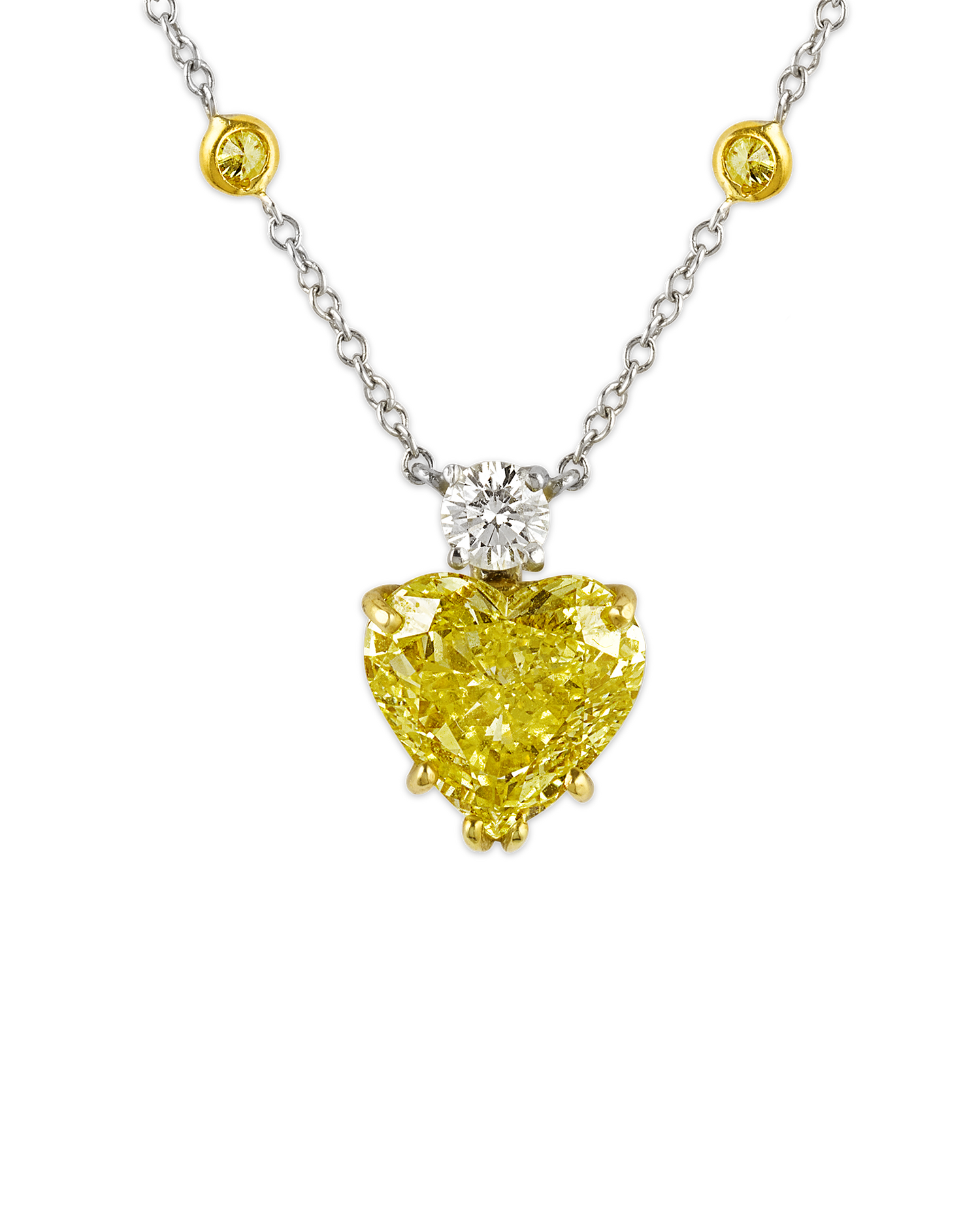 Heart-Shaped Fancy Vivid Yellow Diamond Pendant, 2.42 Carats