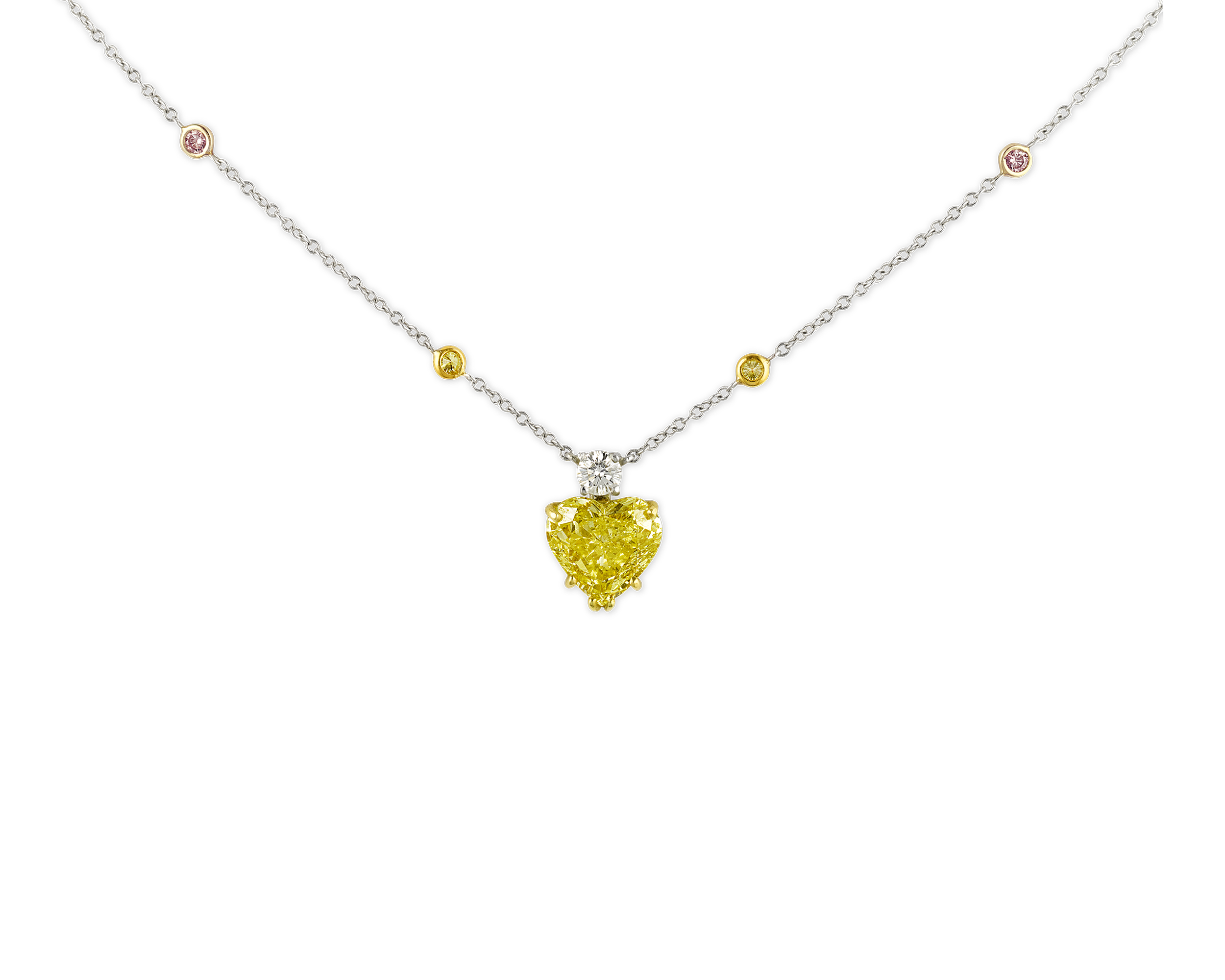 Heart-Shaped Fancy Vivid Yellow Diamond Pendant, 2.42 Carats