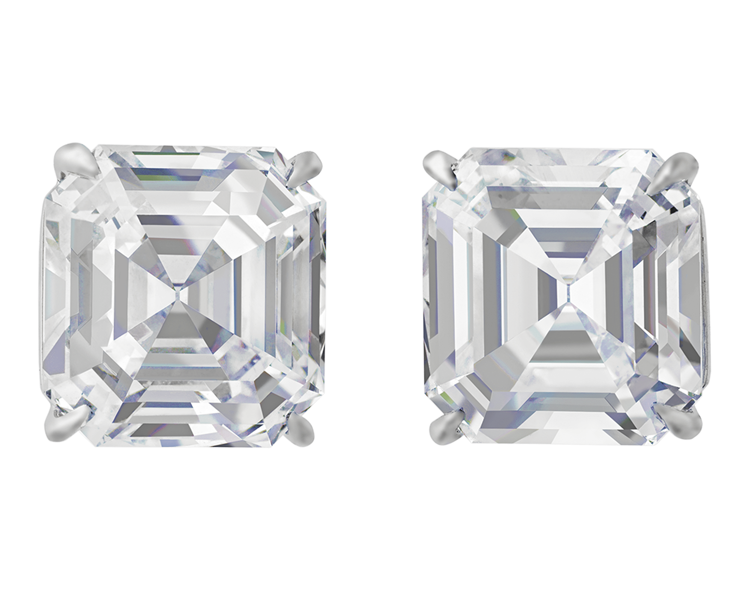 Asscher-Cut Diamond Studs, 14.42 Carats