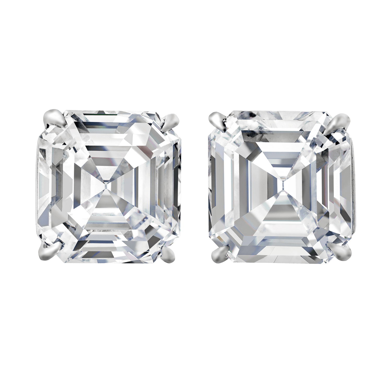 Asscher Cut Diamond Studs, 14.42 Carats