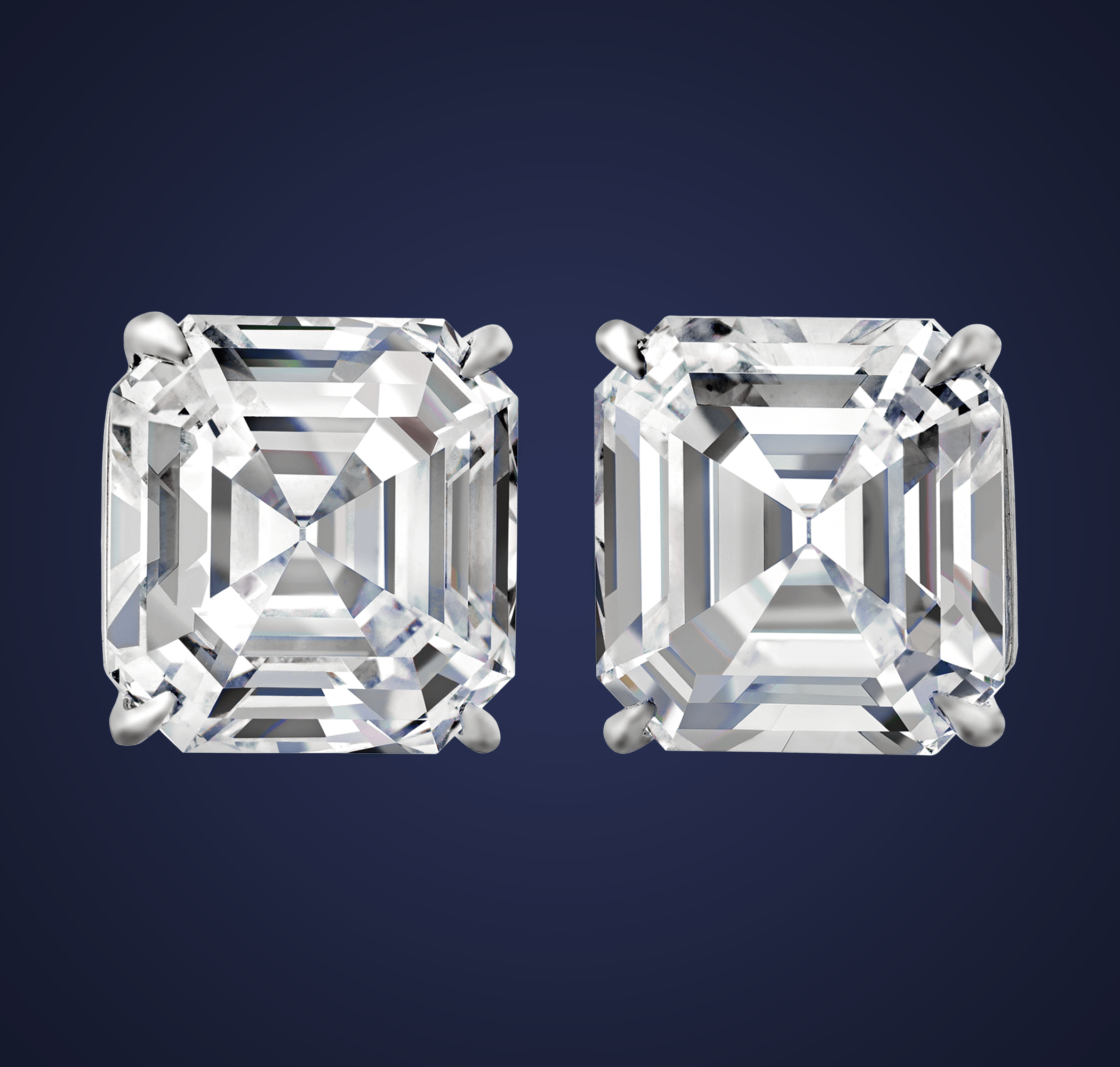 Asscher Cut Diamond Studs, 14.42 Carats