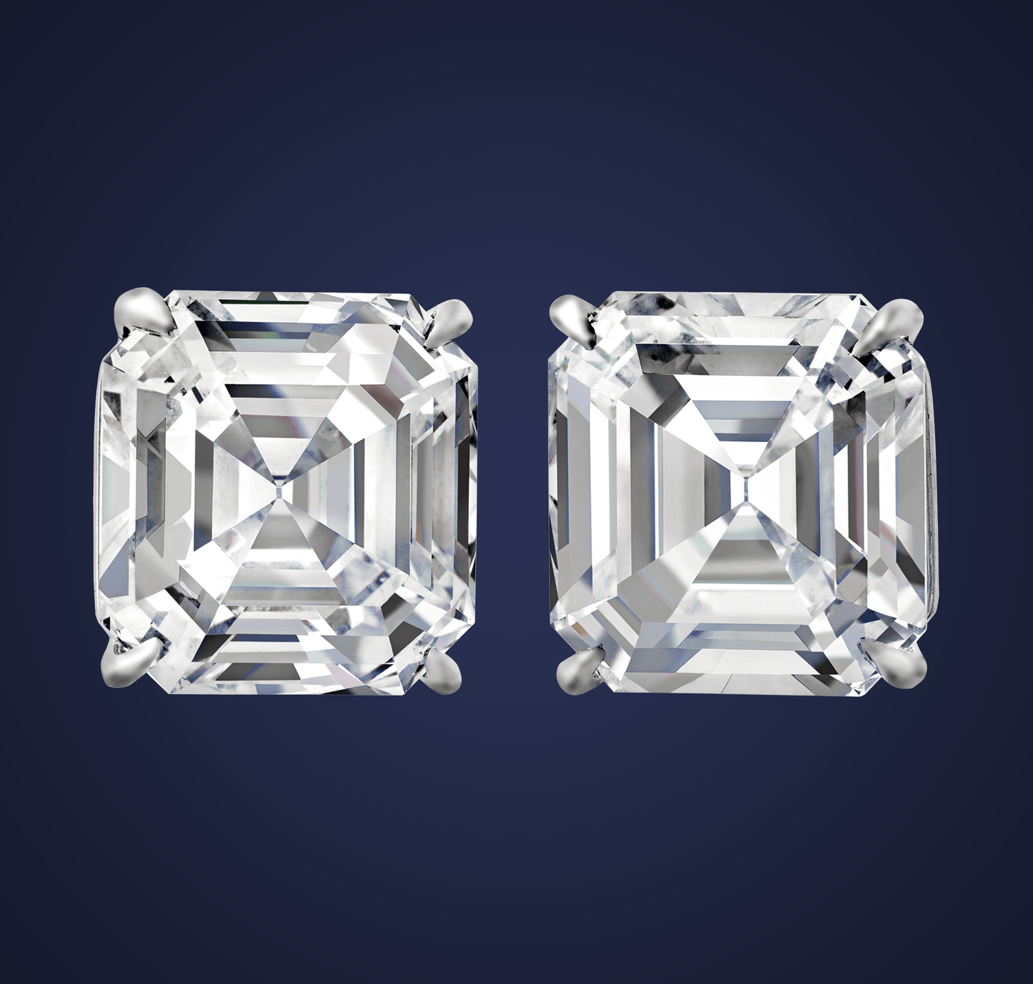 Asscher Cut Diamond Studs, 14.42 Carats