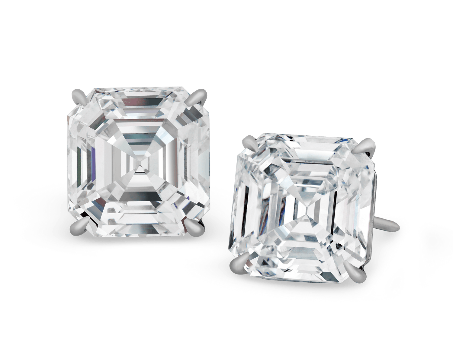 Asscher Cut Diamond Studs, 14.42 Carats