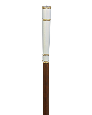 Fabergé White Guilloché Enamel Cane