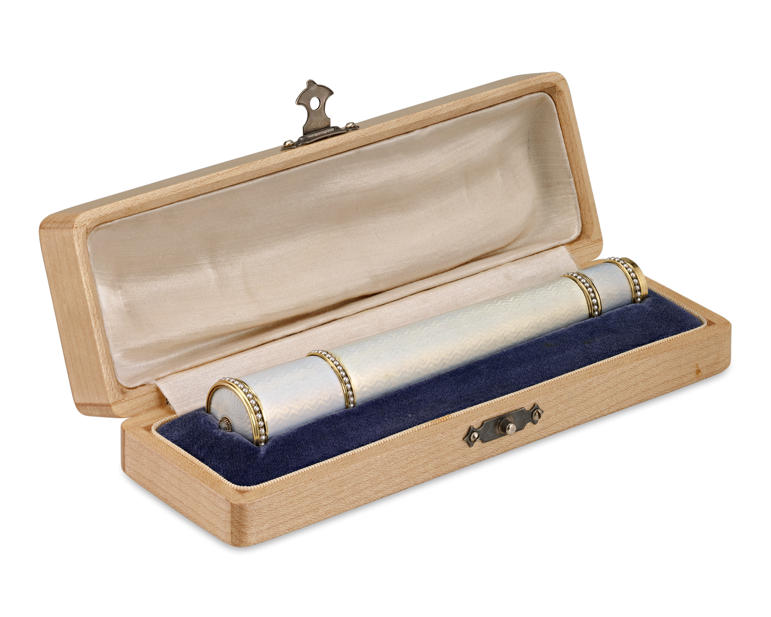 Fabergé White Guilloché Enamel Cane