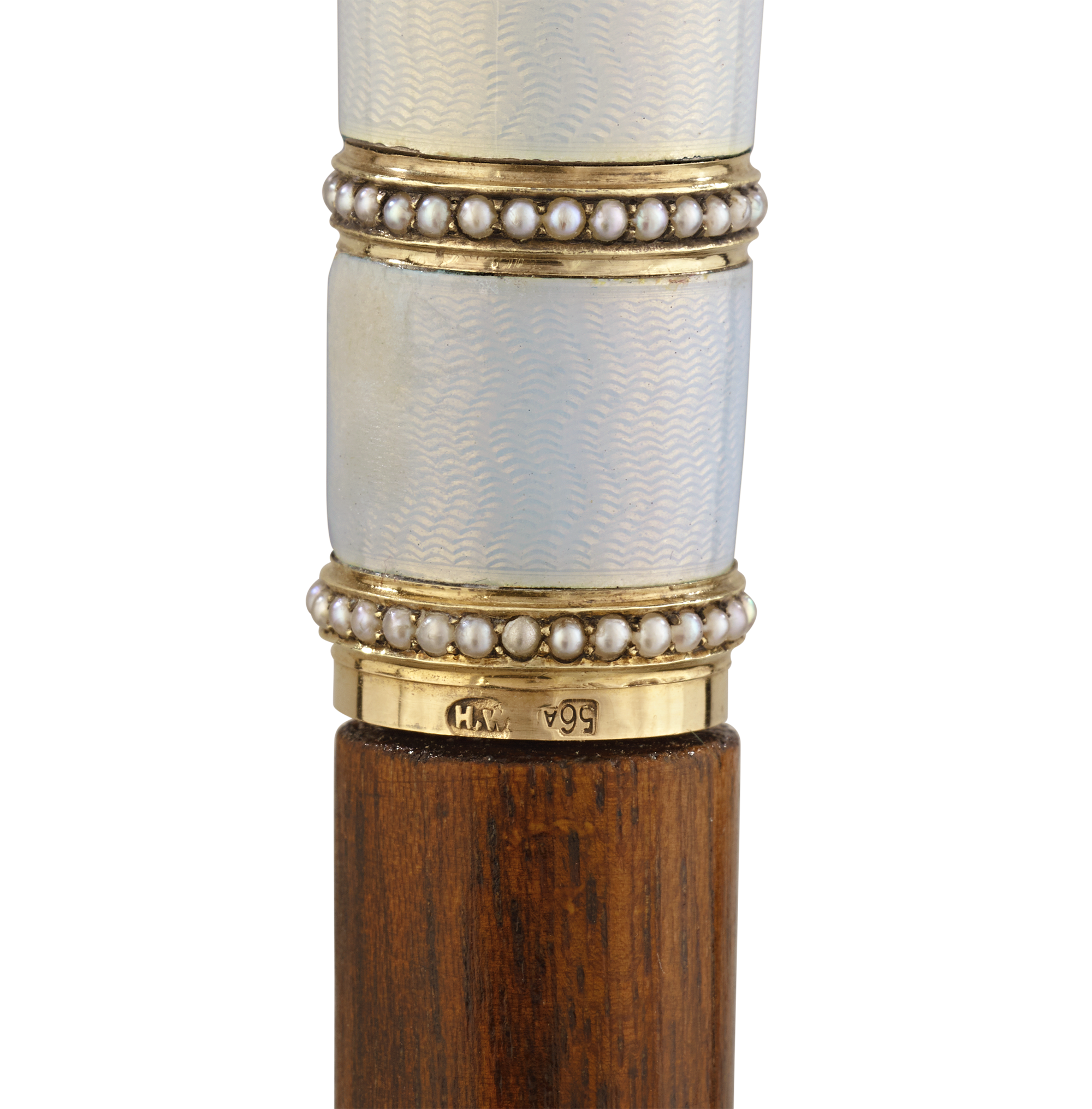 Fabergé White Guilloché Enamel Cane