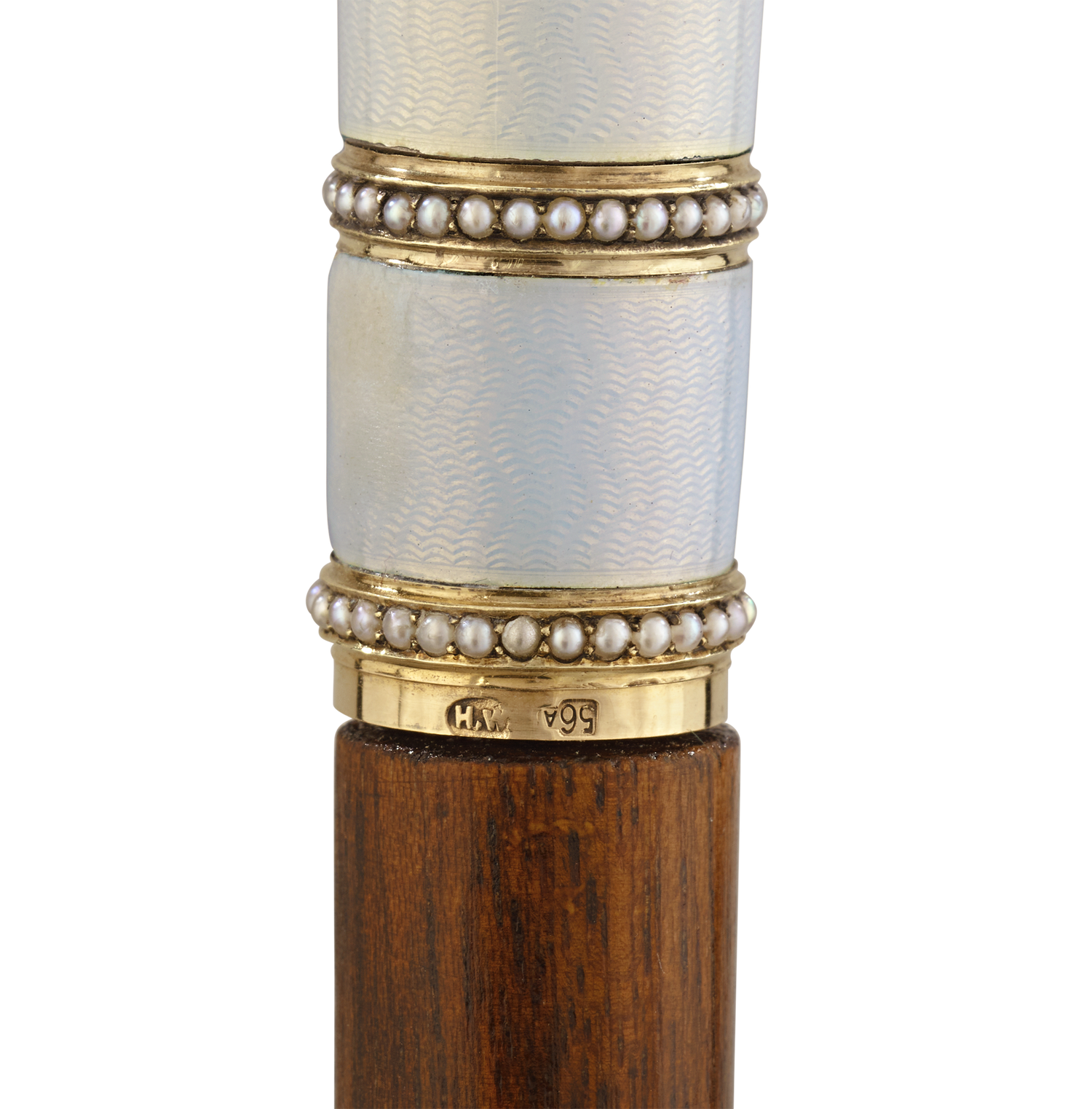 Fabergé White Guilloché Enamel Cane