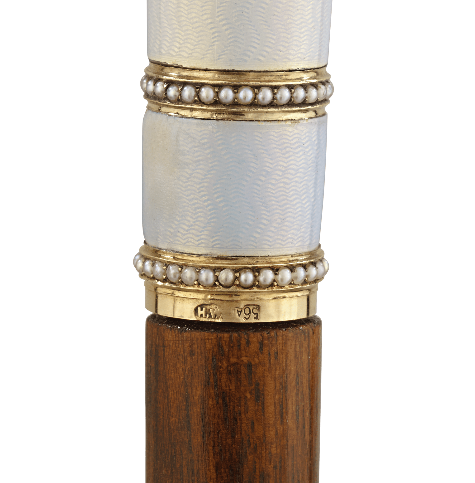 Fabergé White Guilloché Enamel Cane