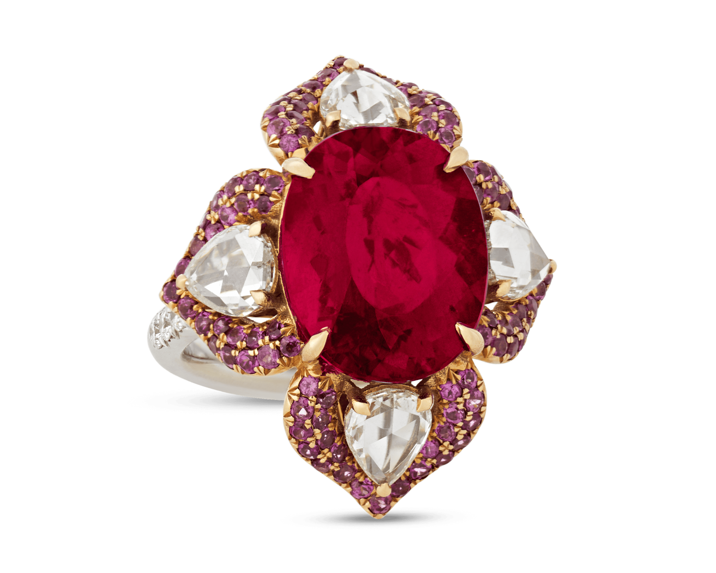 Floral Rubellite Tourmaline Ring, 9.41 Carats