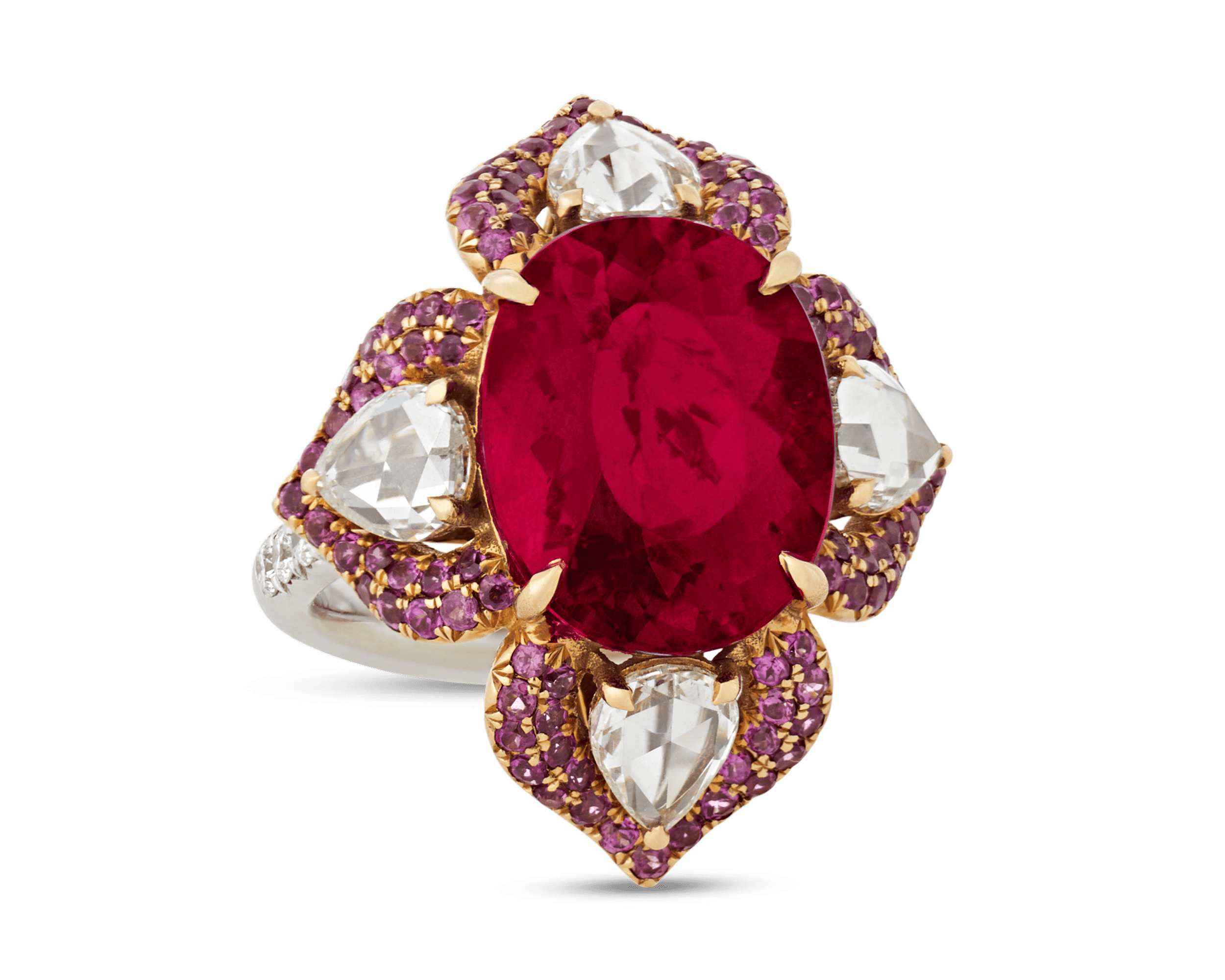 Floral Rubellite Tourmaline Ring, 9.41 Carats