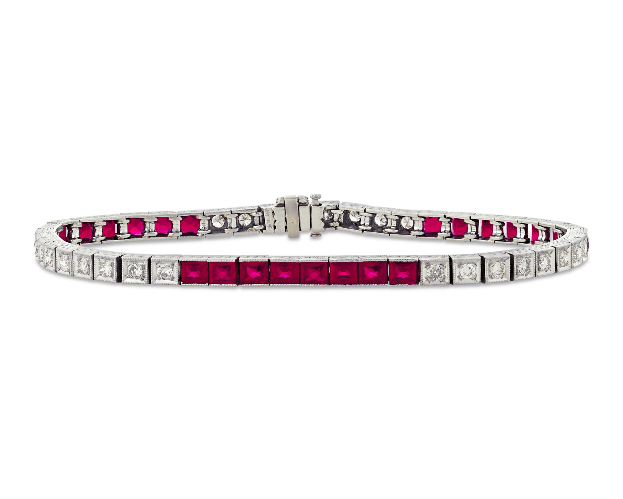 Ruby and Diamond Line Bracelet
