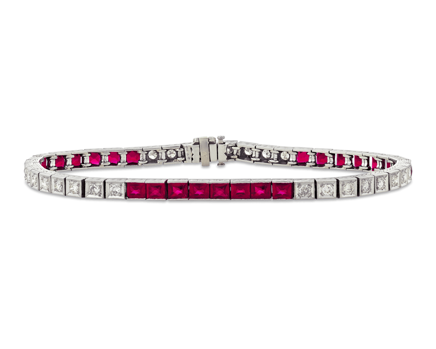 Ruby and Diamond Line Bracelet