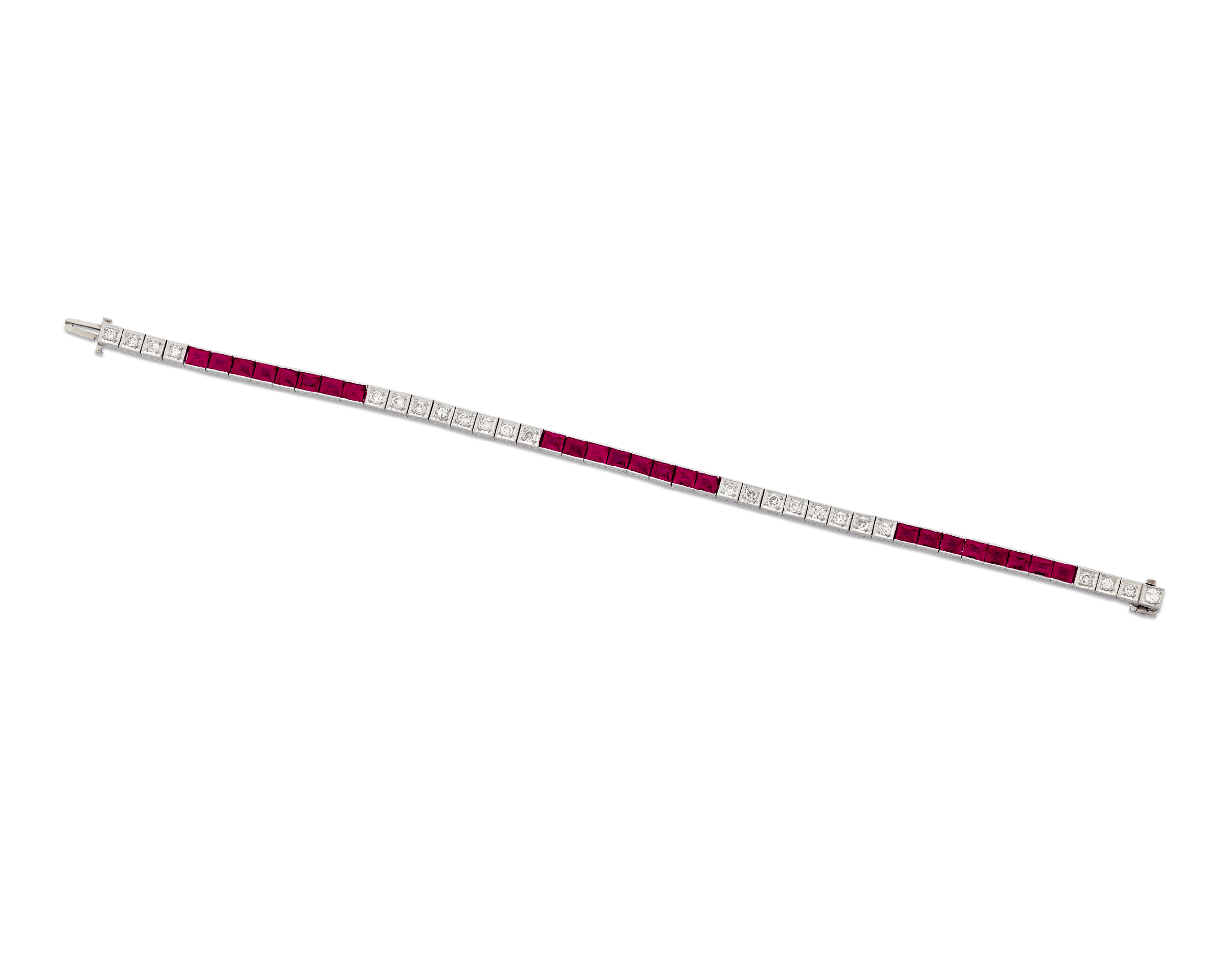 Ruby and Diamond Line Bracelet