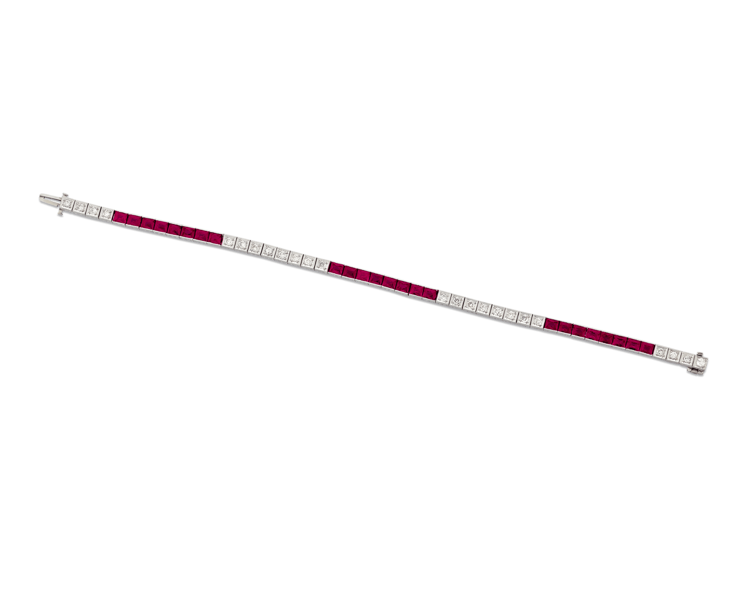 Ruby and Diamond Line Bracelet