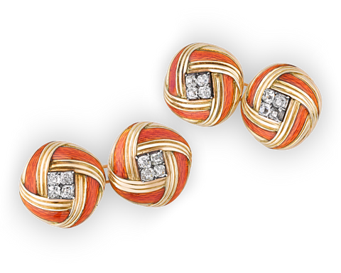 Fabergé Guilloché Enamel Cufflinks