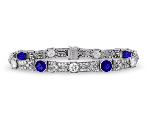 Tiffany & Co. Untreated Yogo Sapphire Bracelet, 4.68 Carats