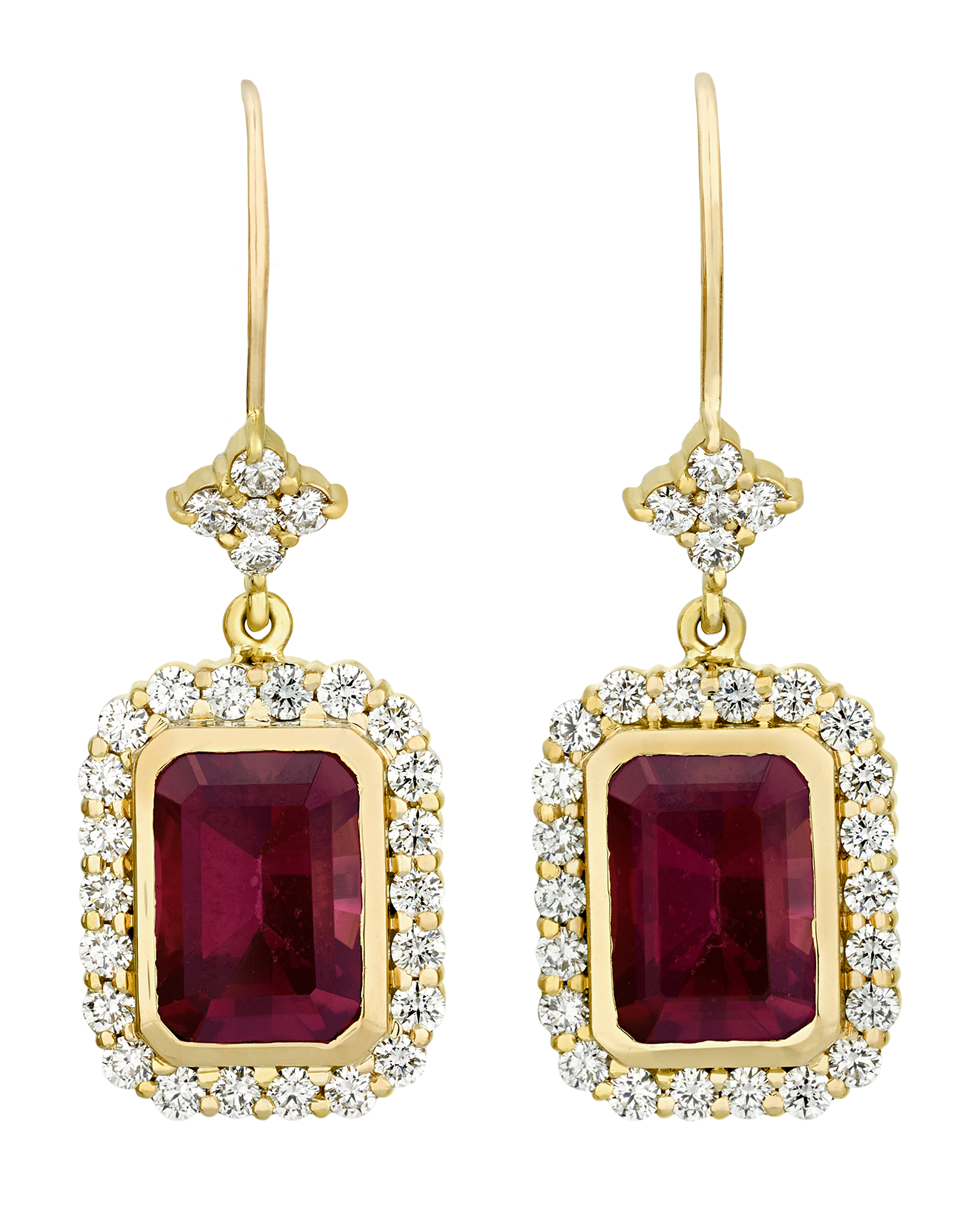 Garnet and Diamond Earrings, 7.13 Carats