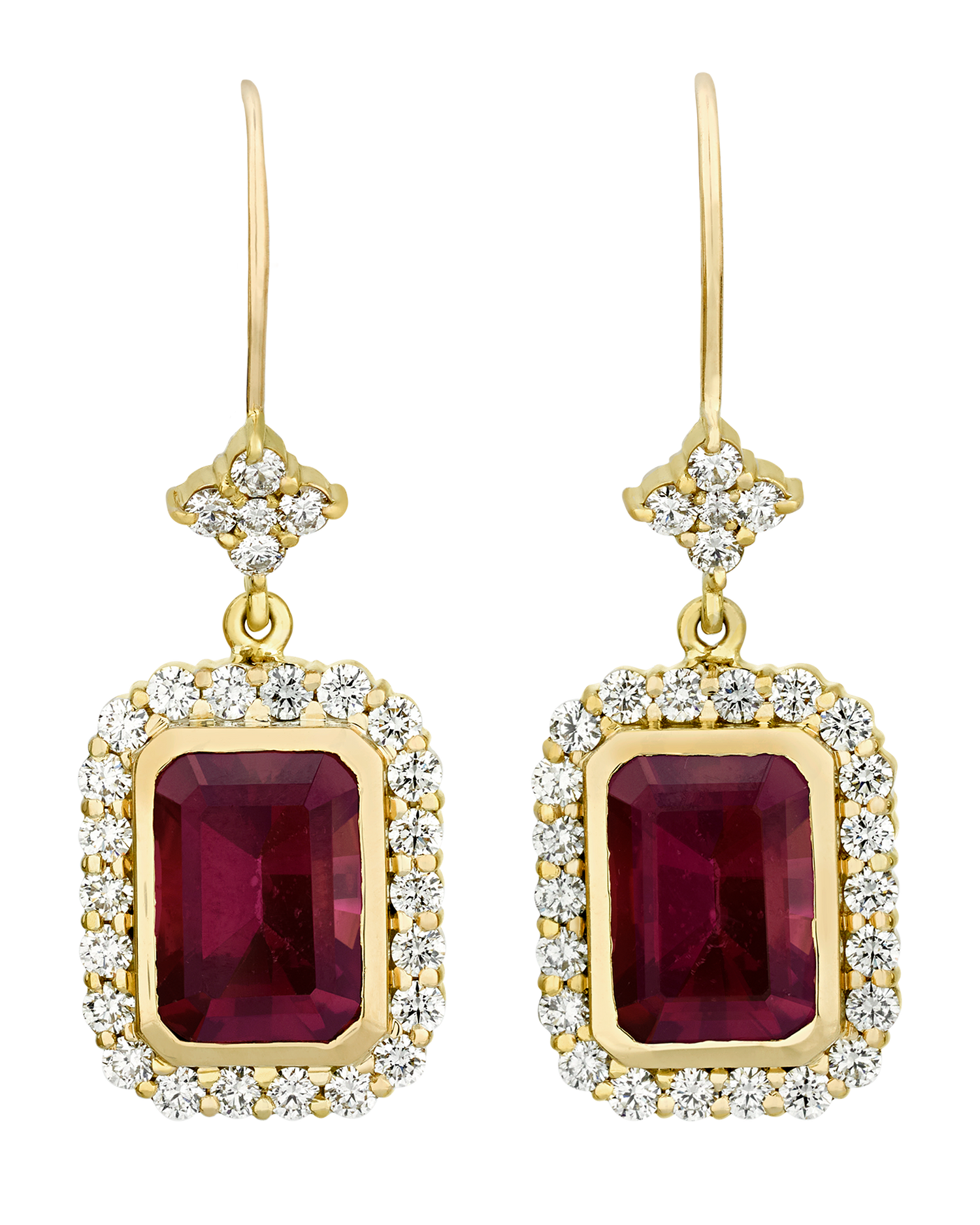 Garnet and Diamond Earrings, 7.13 Carats