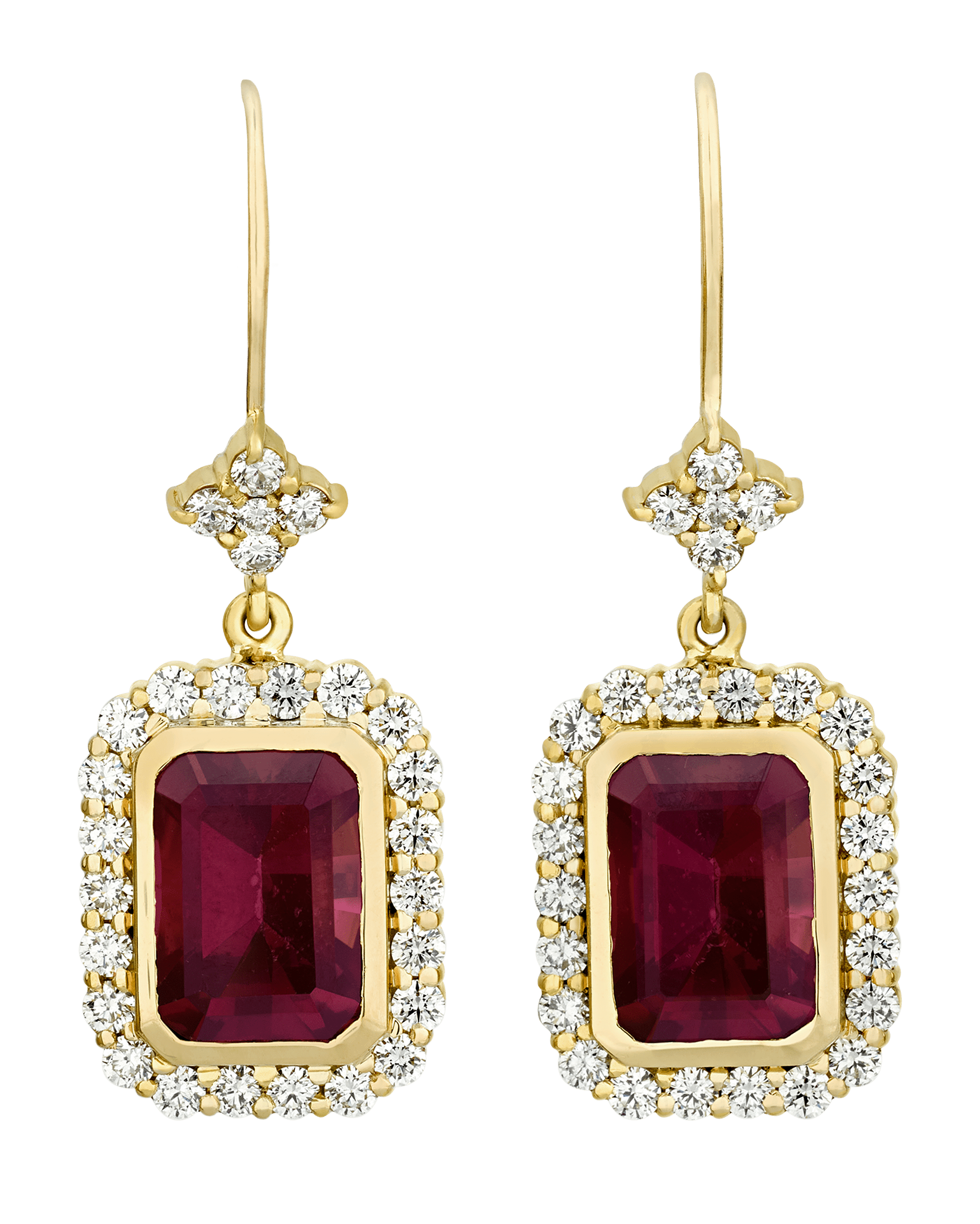 Garnet and Diamond Earrings, 7.13 Carats