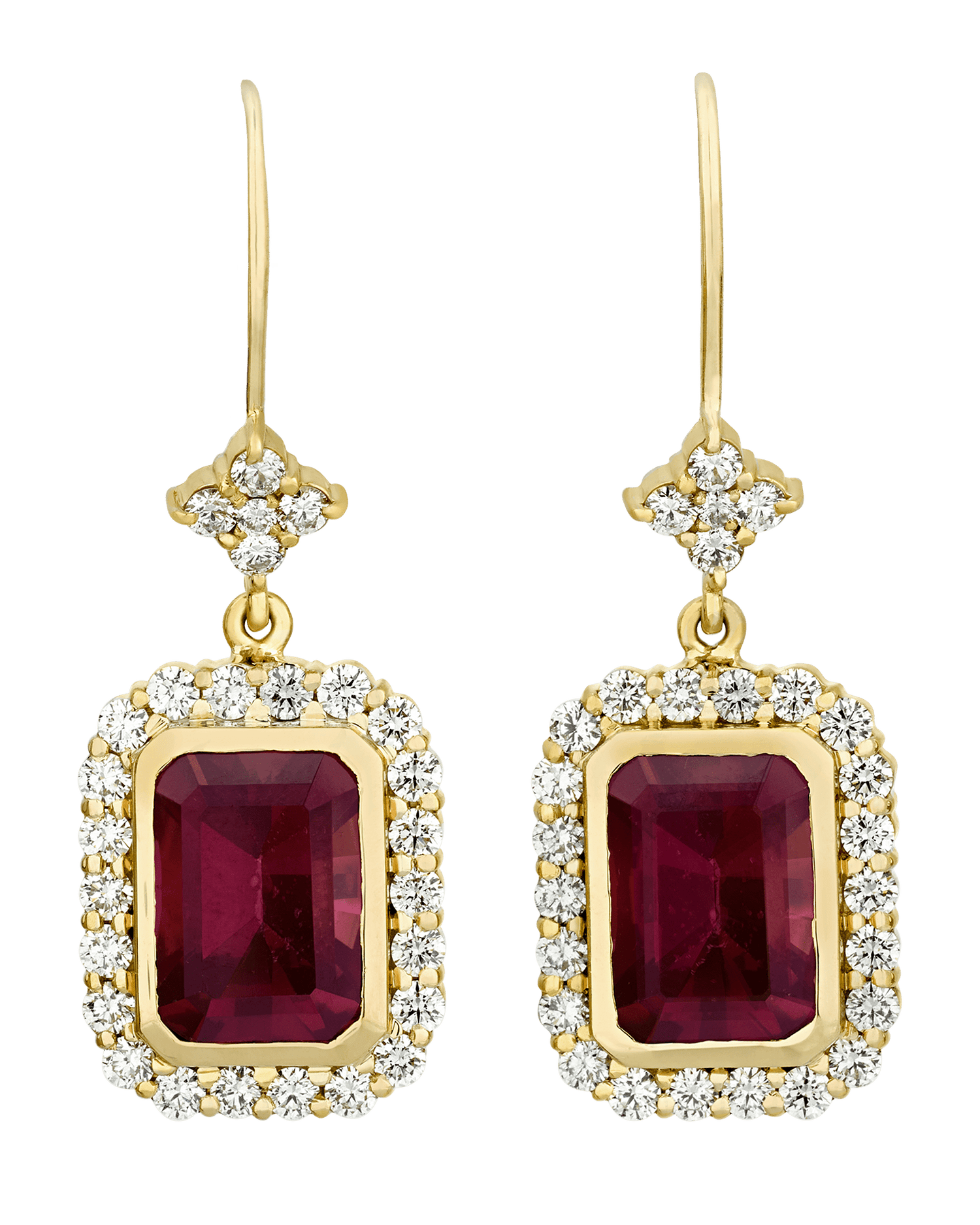 Garnet and Diamond Earrings, 7.13 Carats