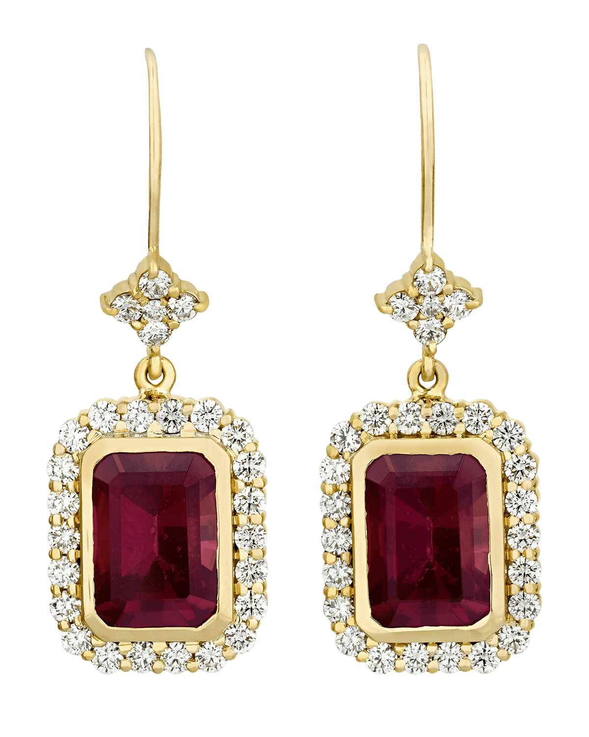 Garnet and Diamond Earrings, 7.13 Carats