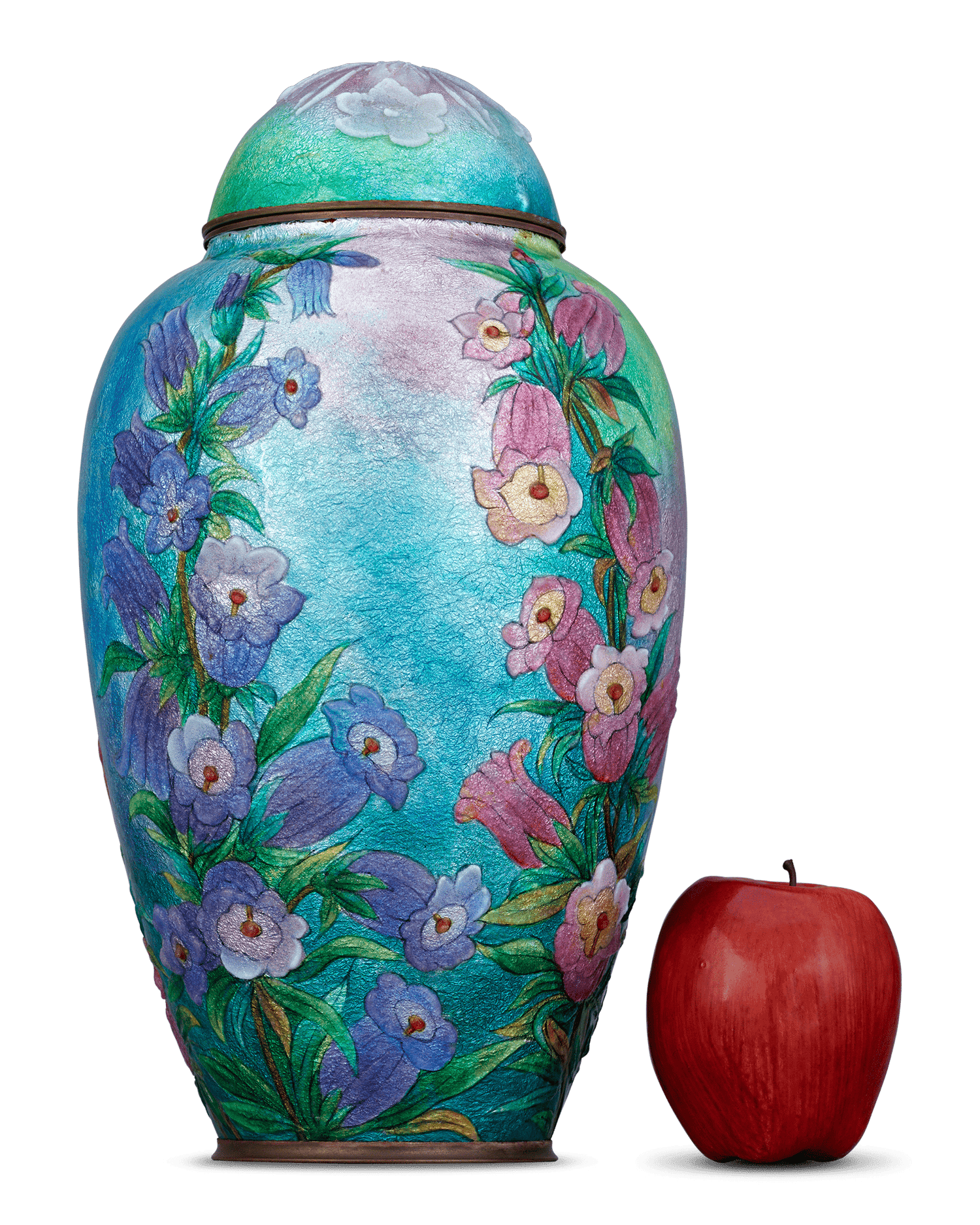 Blue & Pink Canterbury Bell Vase with Cover by Camille Fauré