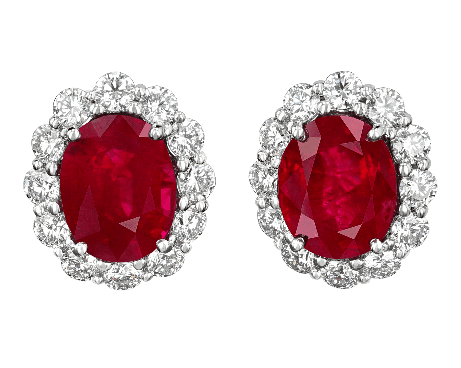 Oval Burma Ruby Earrings, 8.58 Carats