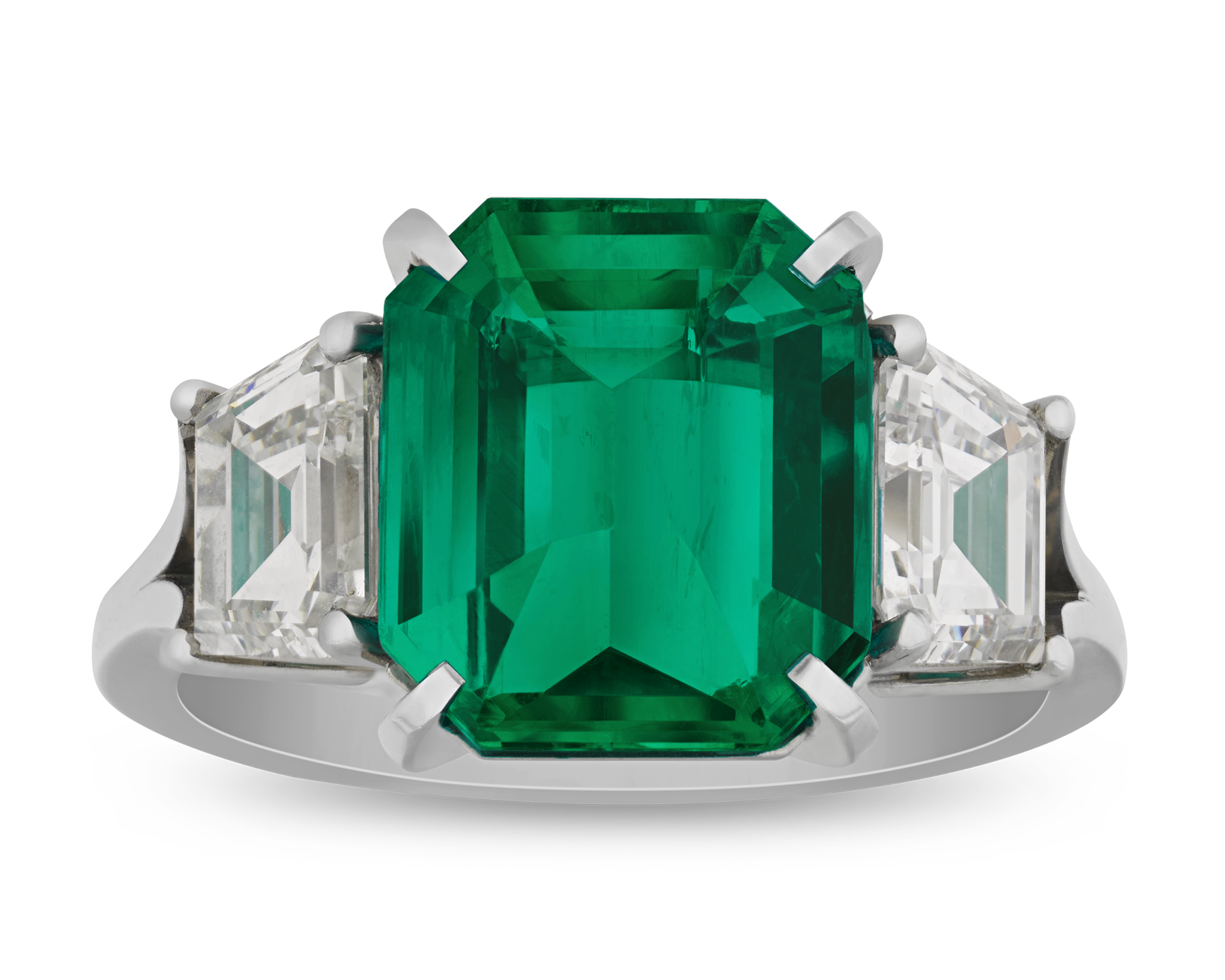 Emerald Cut Colombian Emerald Ring, 4.62 Carats