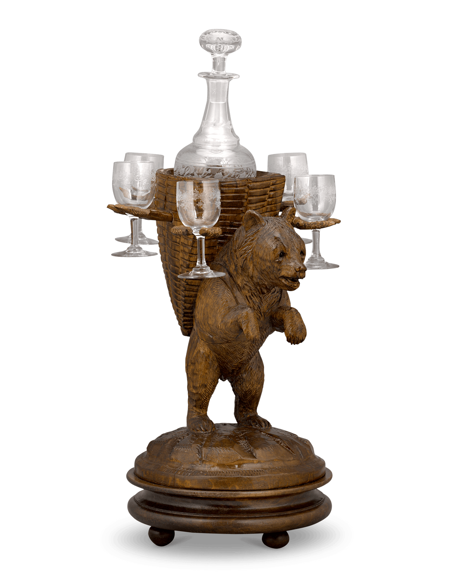 Swiss Black Forest Tantalus Decanter Music Box