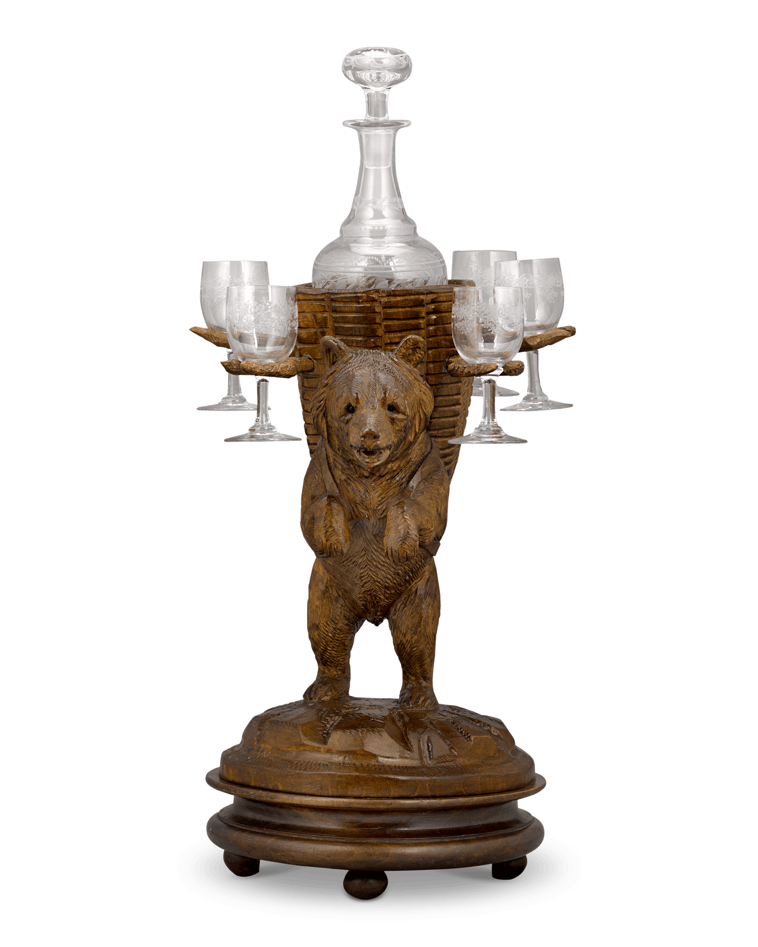 Swiss Black Forest Tantalus Decanter Music Box