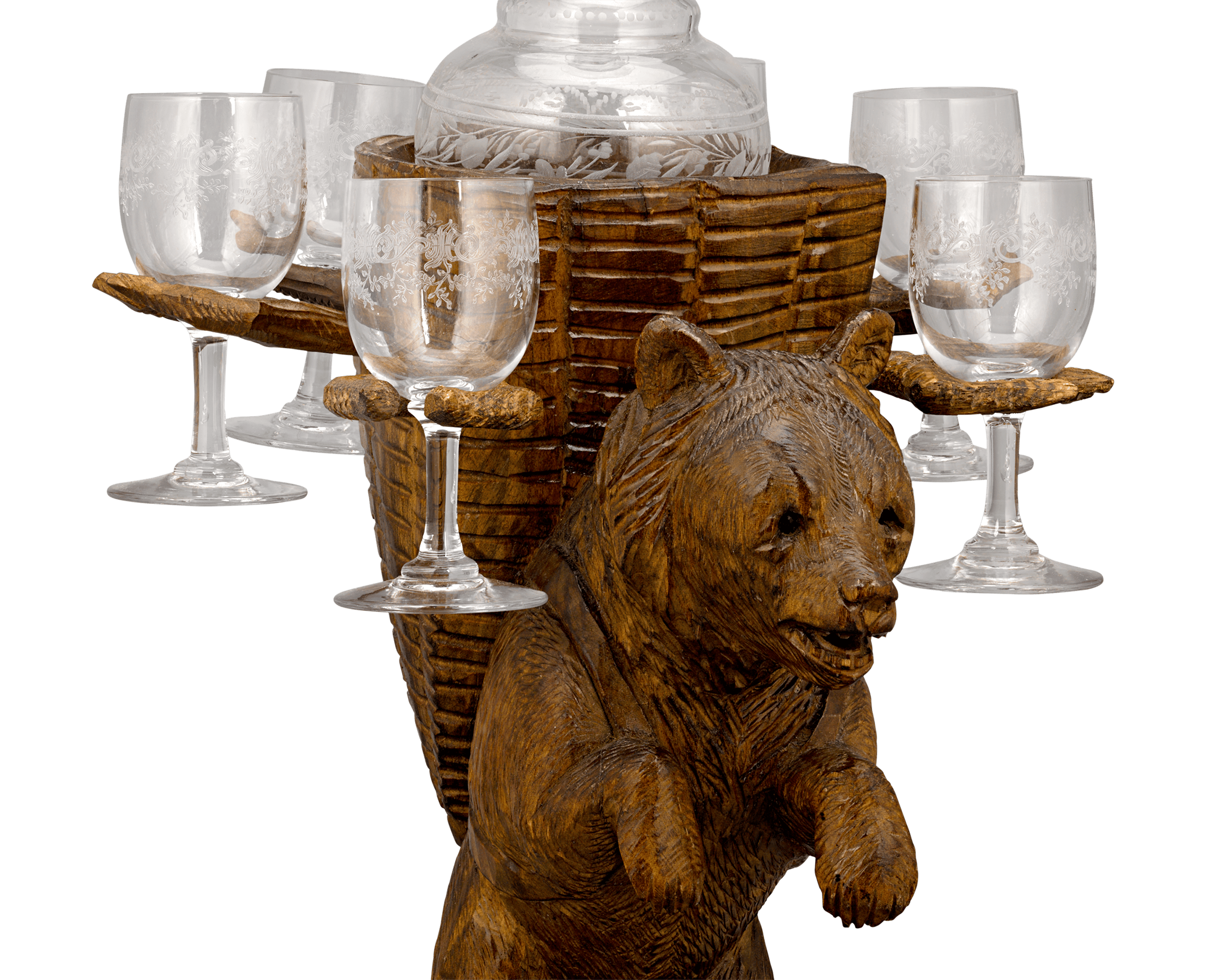 Swiss Black Forest Tantalus Decanter Music Box