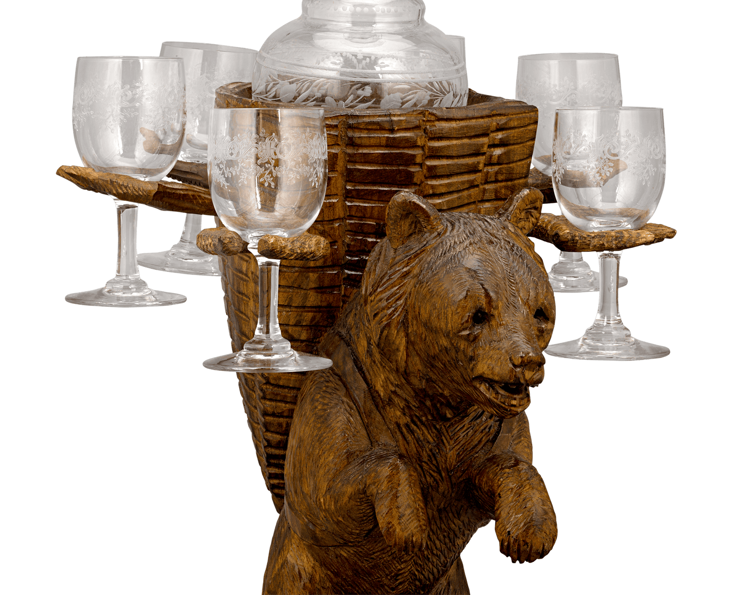 Swiss Black Forest Tantalus Decanter Music Box