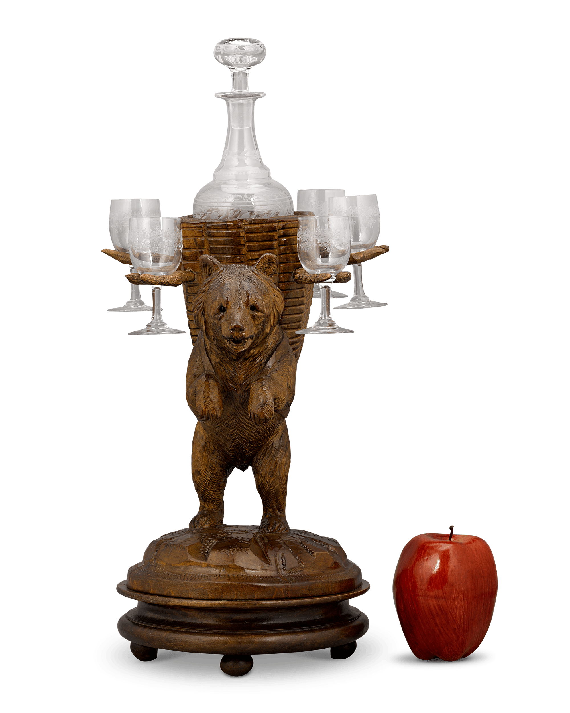 Swiss Black Forest Tantalus Decanter Music Box