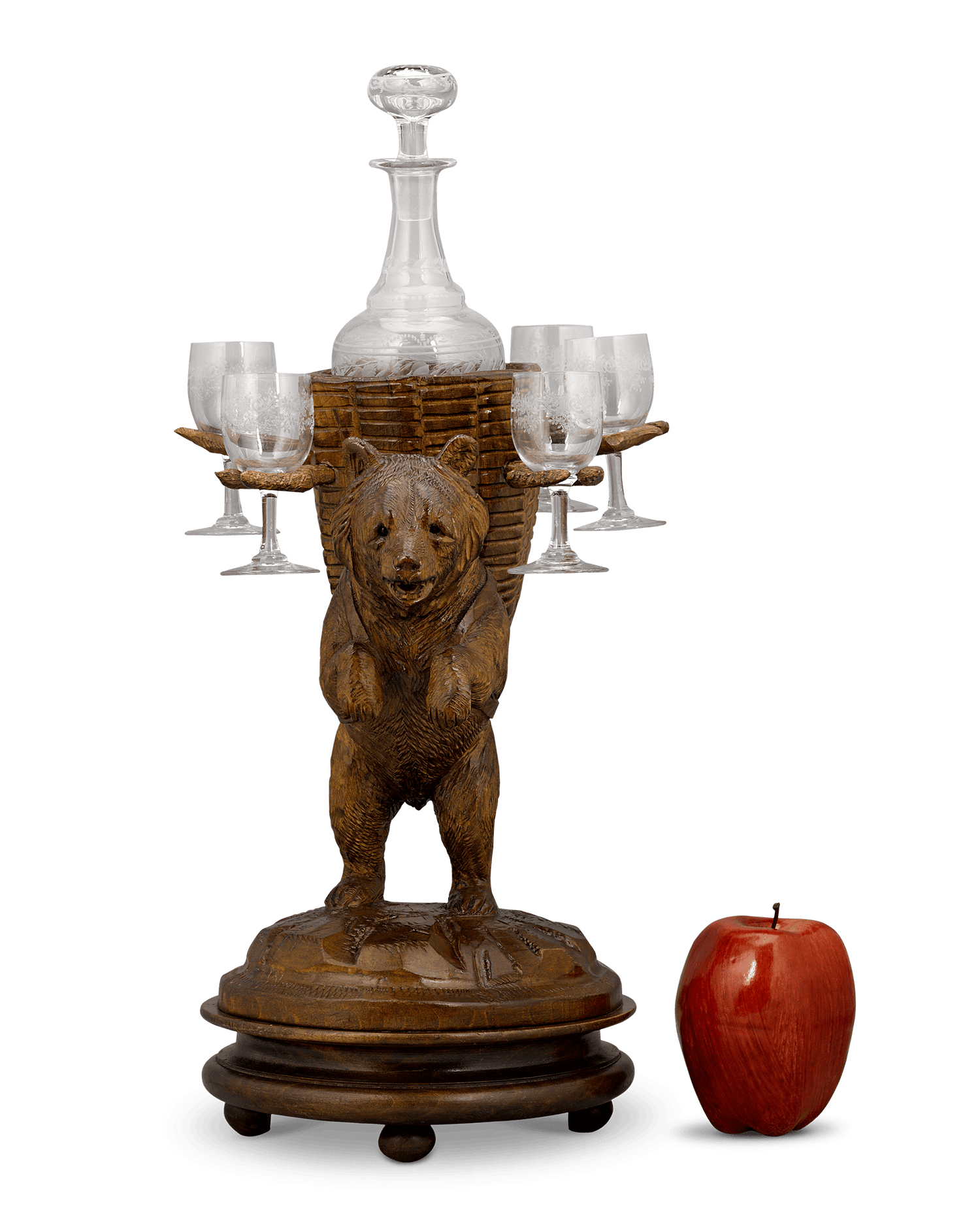 Swiss Black Forest Tantalus Decanter Music Box