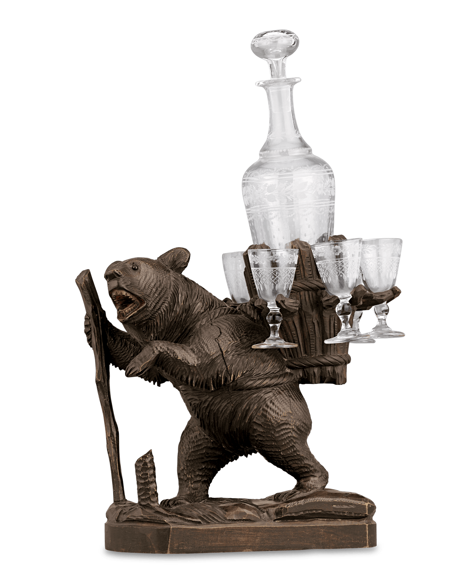 Swiss Black Forest Bear Decanter Set