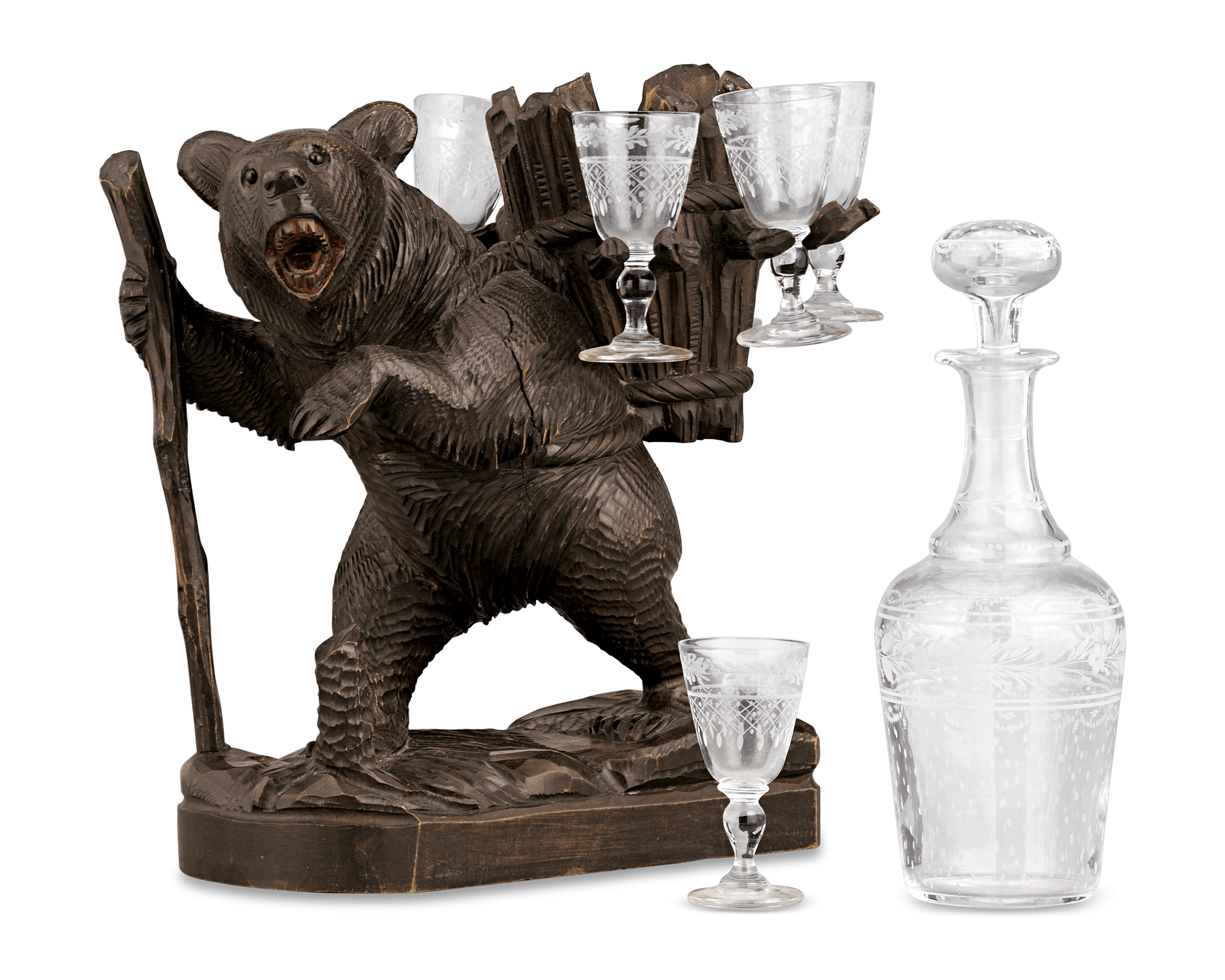 Swiss Black Forest Bear Tantalus Decanter