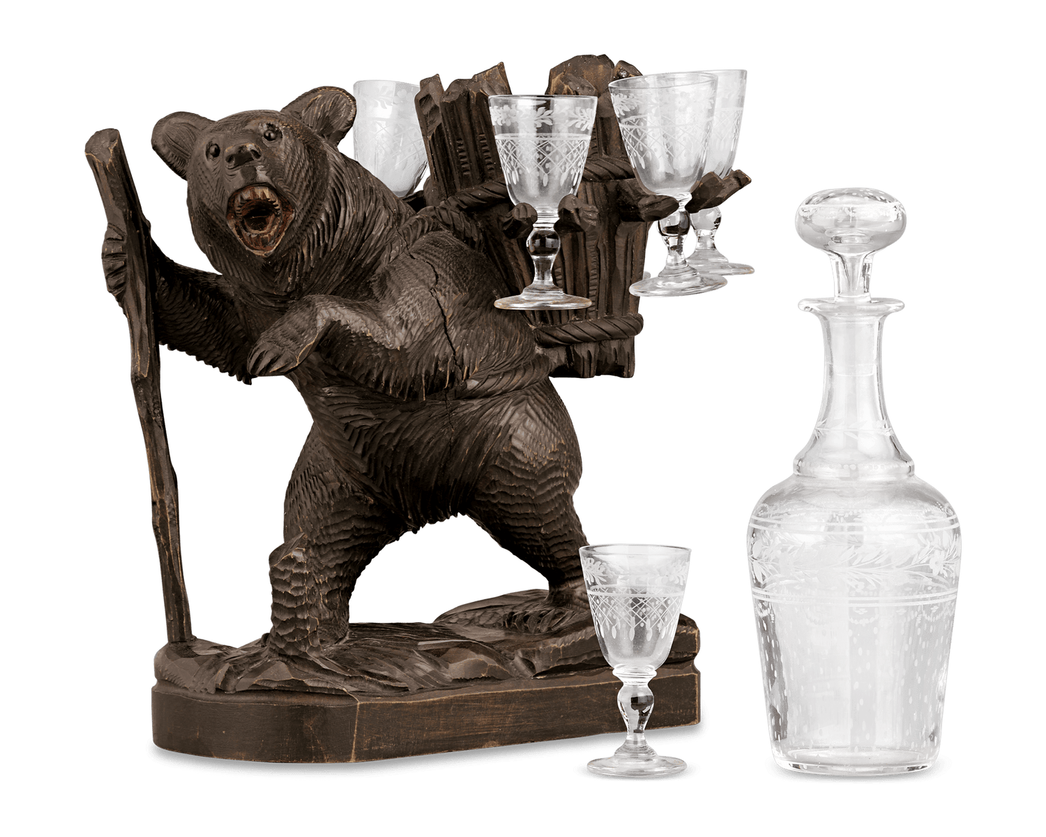 Swiss Black Forest Bear Tantalus Decanter