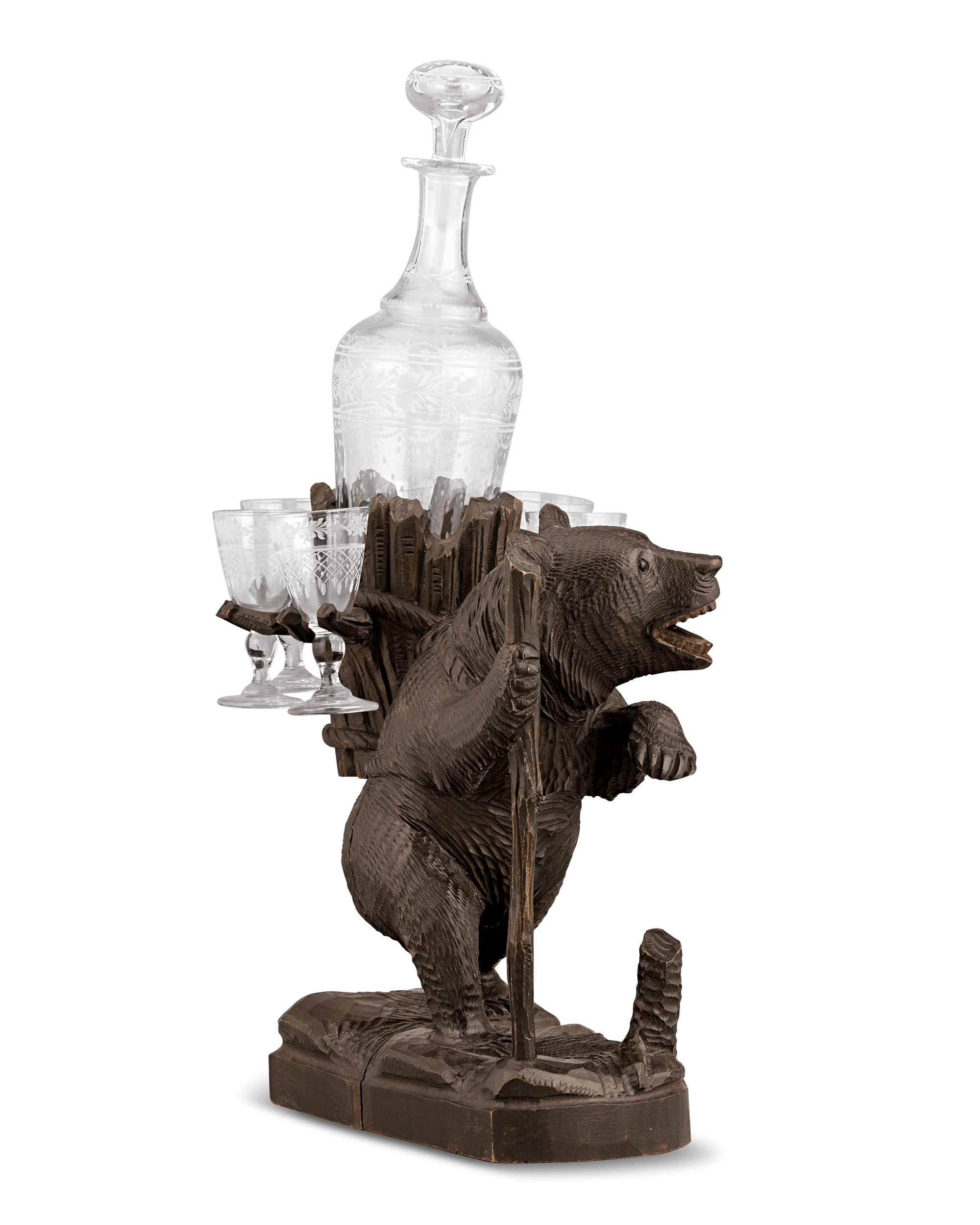 Swiss Black Forest Bear Decanter Set