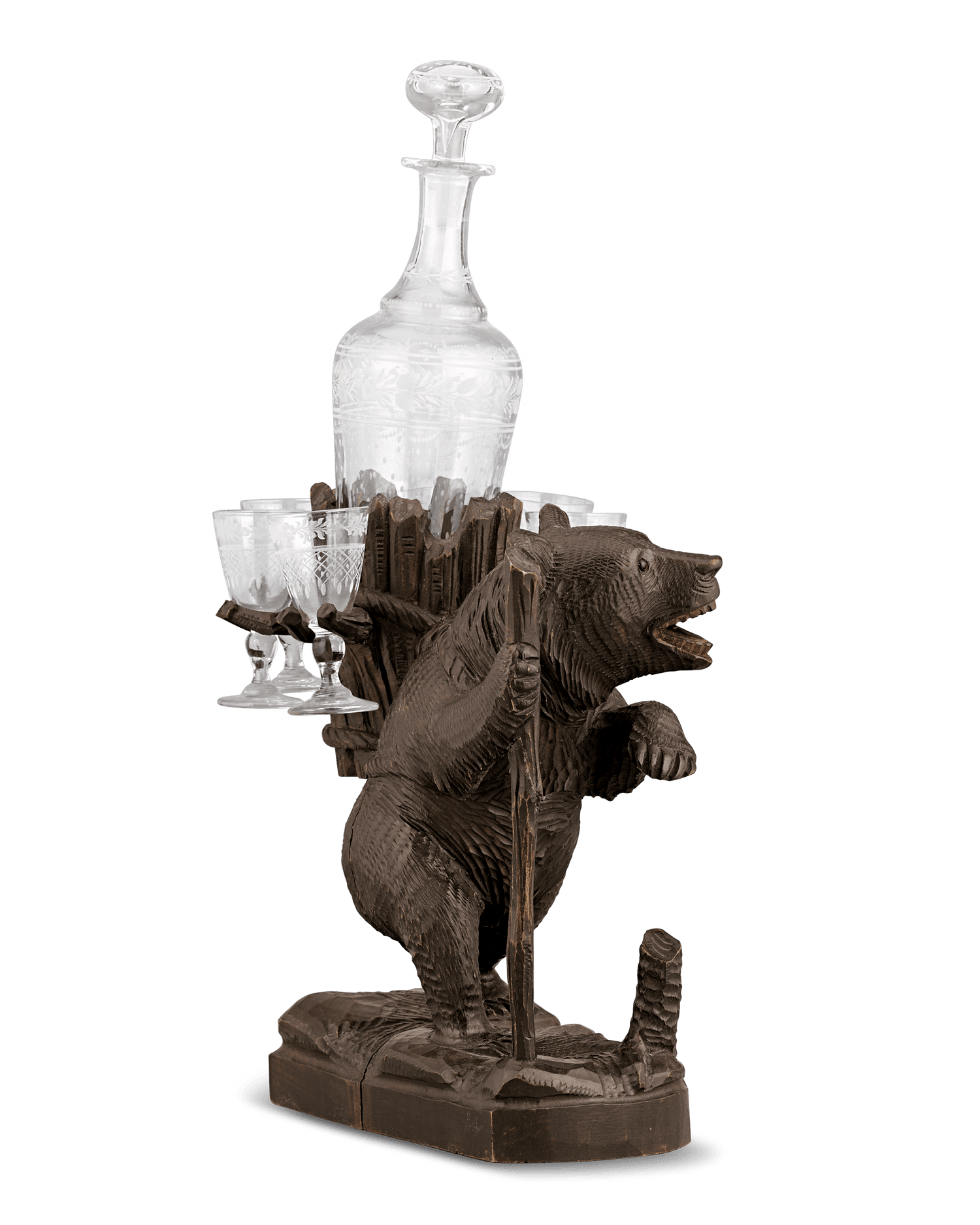 Swiss Black Forest Bear Decanter Set