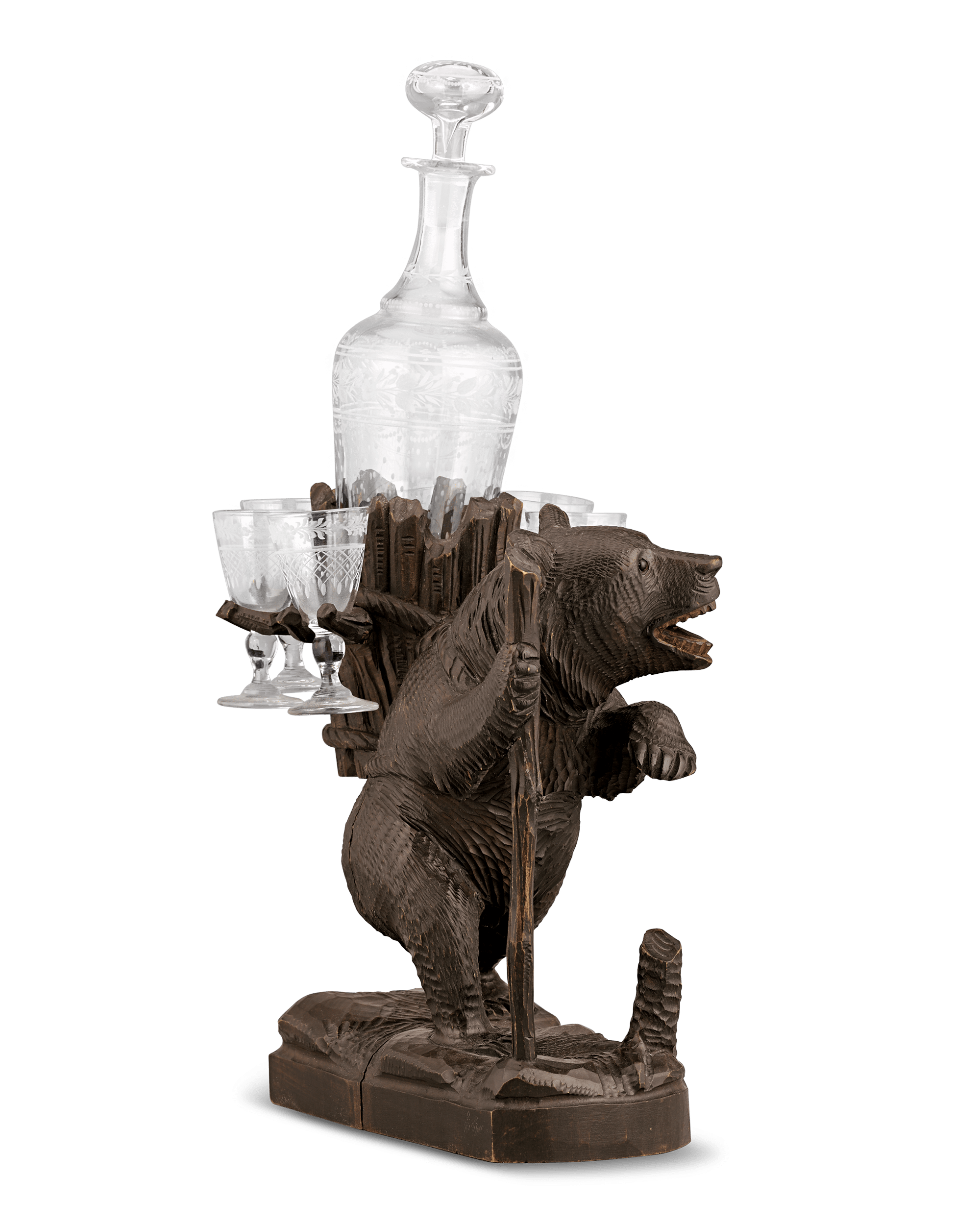 Swiss Black Forest Bear Tantalus Decanter