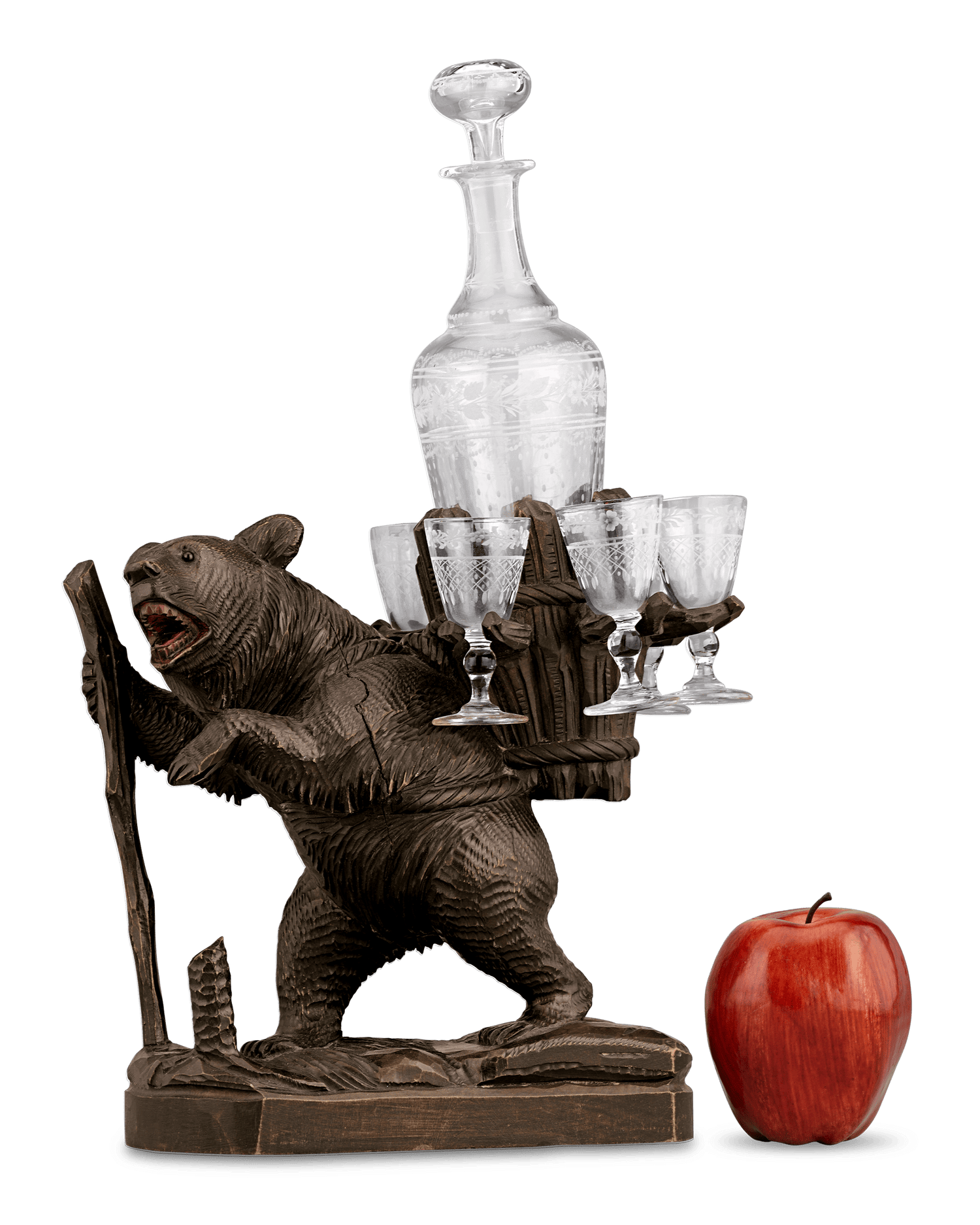Swiss Black Forest Bear Decanter Set