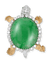 Wedderien Natural Jade and Diamond Turtle Brooch